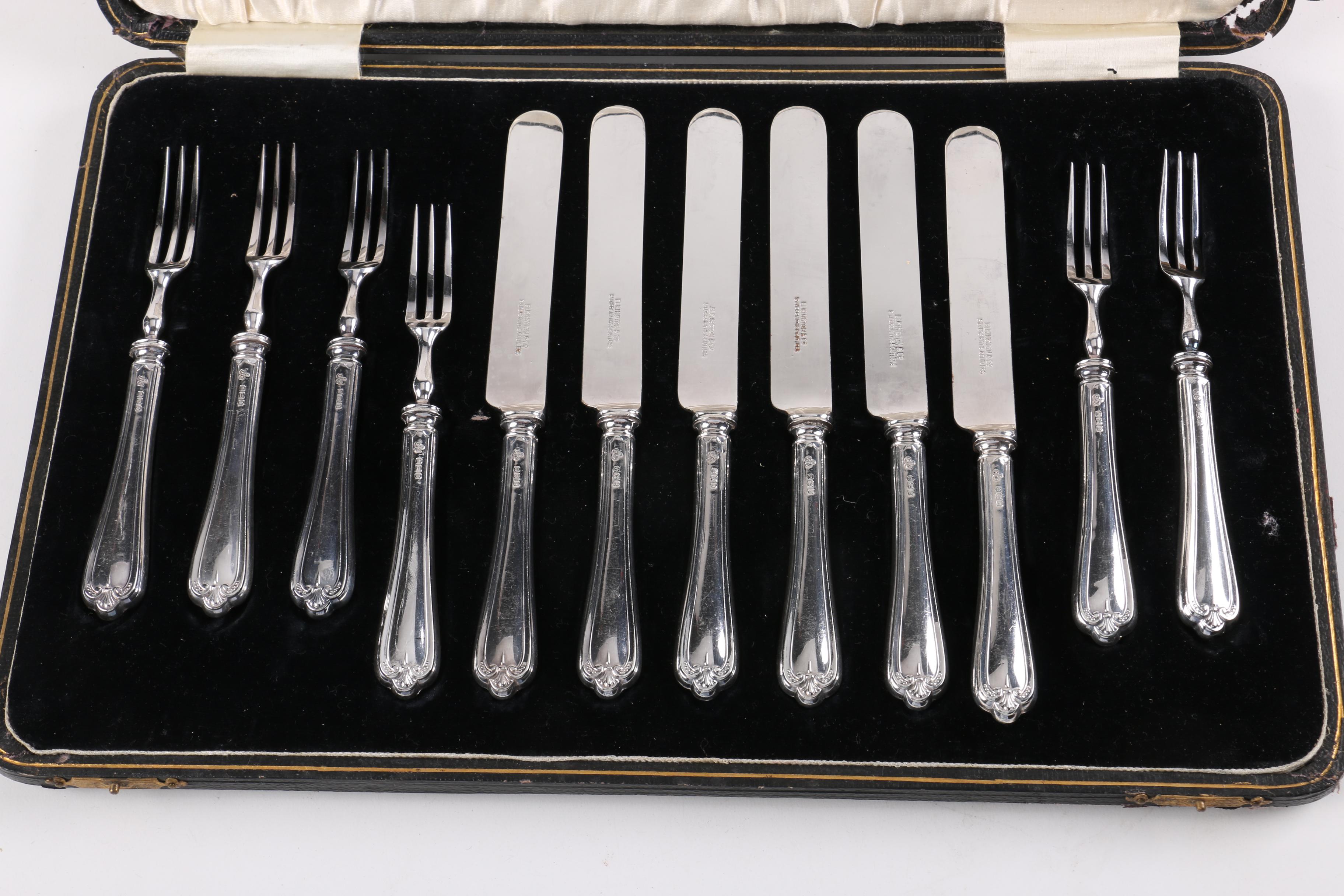 Elkington & Co. Sterling Silver Dessert Fork and Knife Set