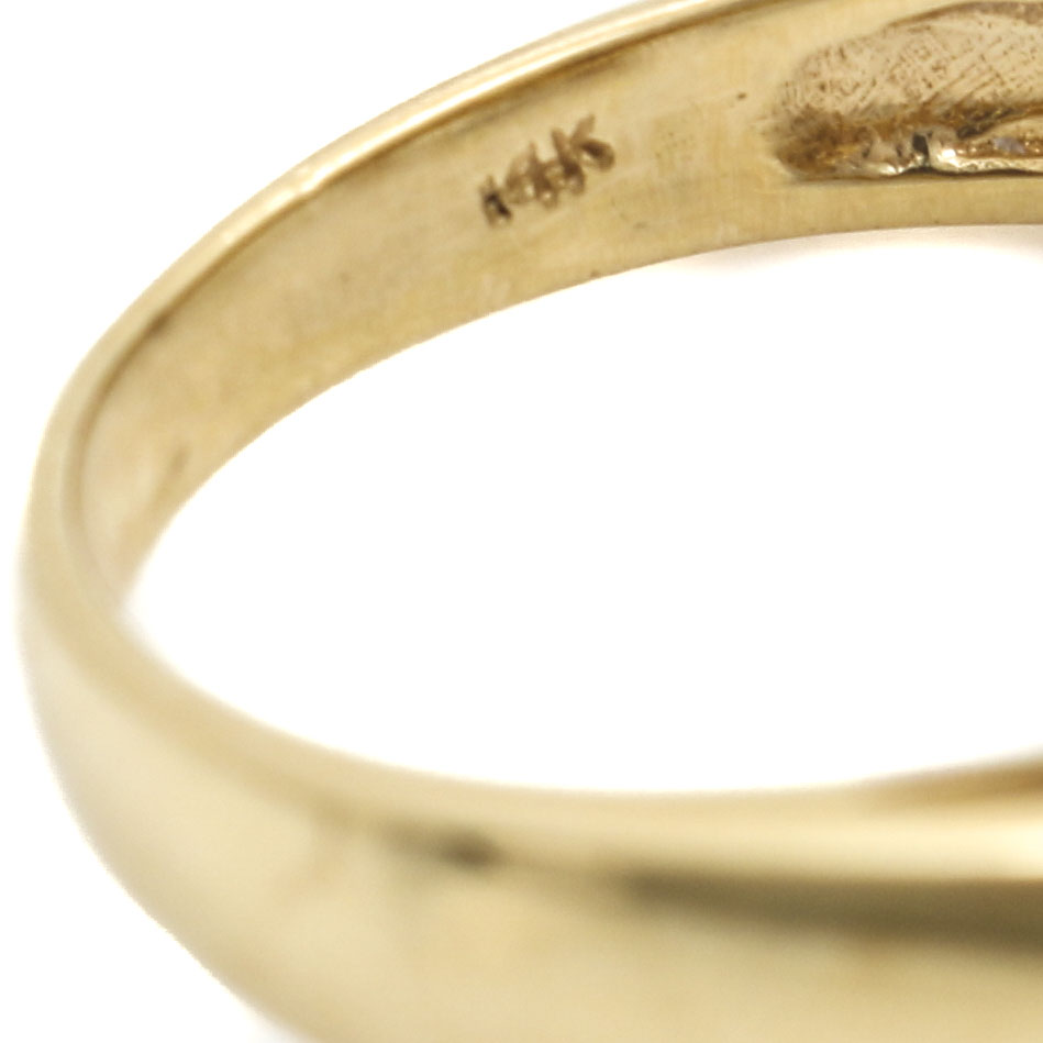 14K Yellow Gold Tahitian Pearl and Diamond Ring