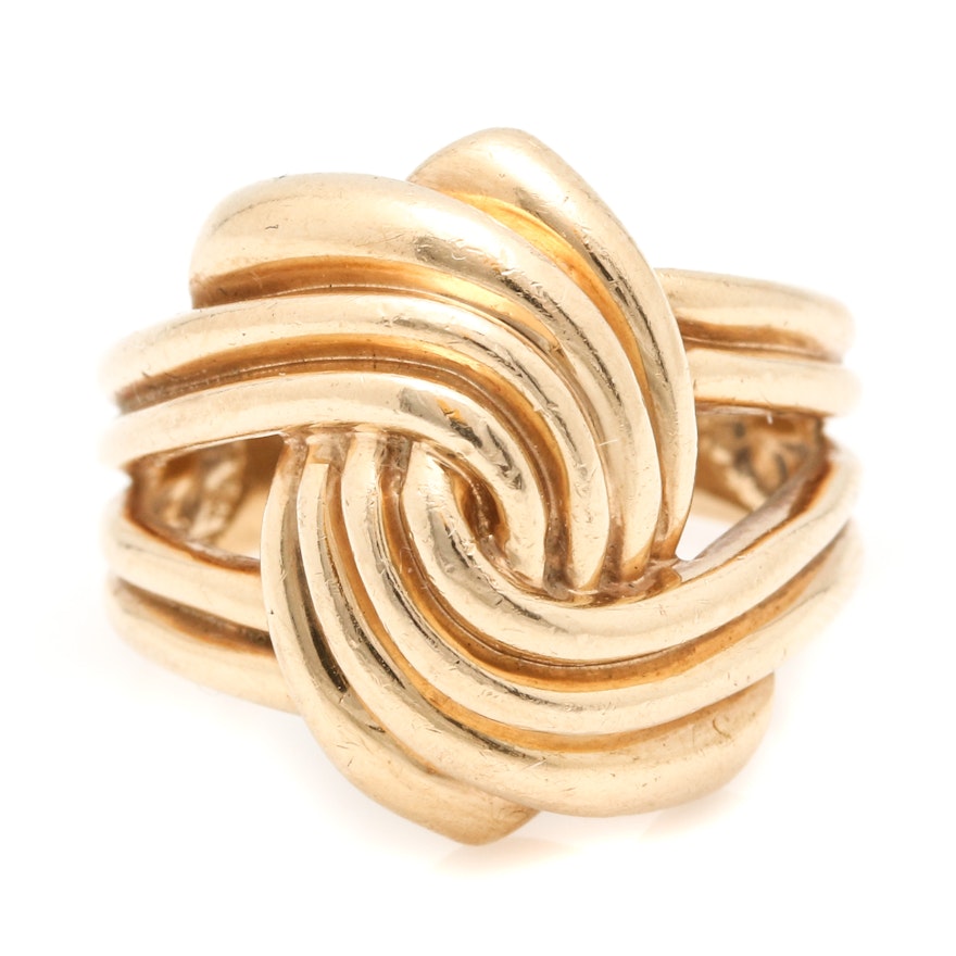 14K Yellow Gold Knot Dome Ring