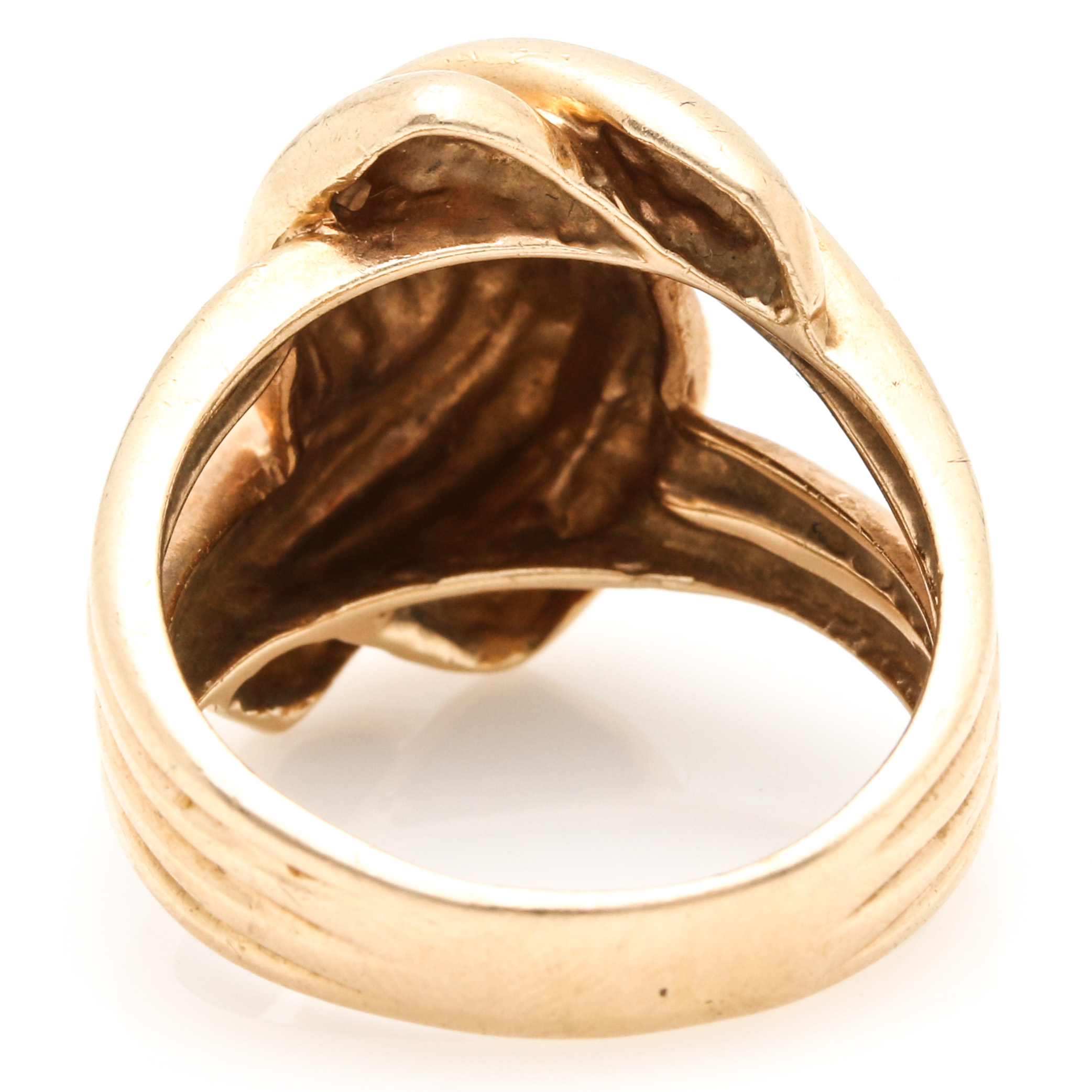 14K Yellow Gold Knot Dome Ring