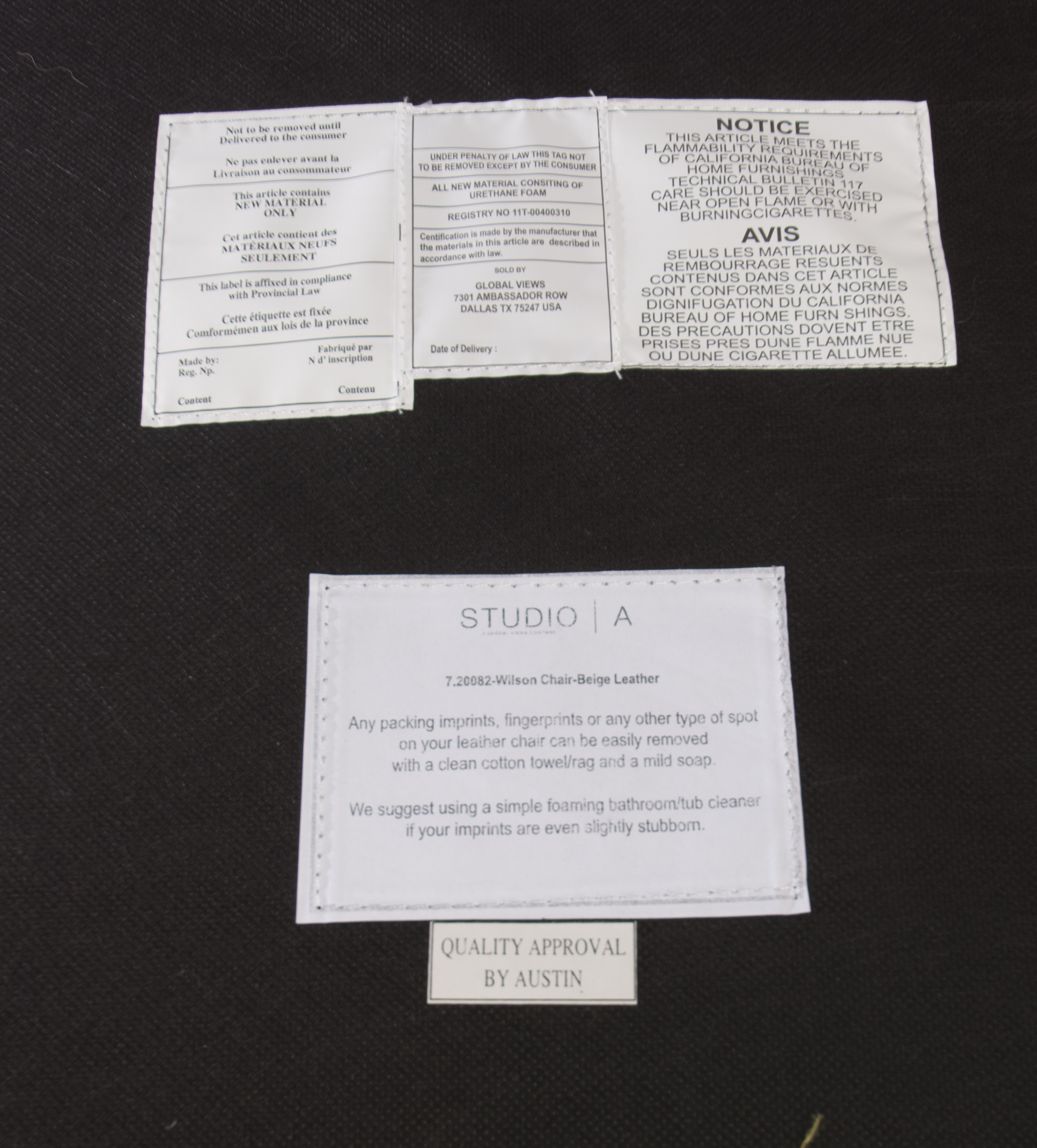 Modernist Style "Wilson" Leather Side Chairs by Studio A for Global Views