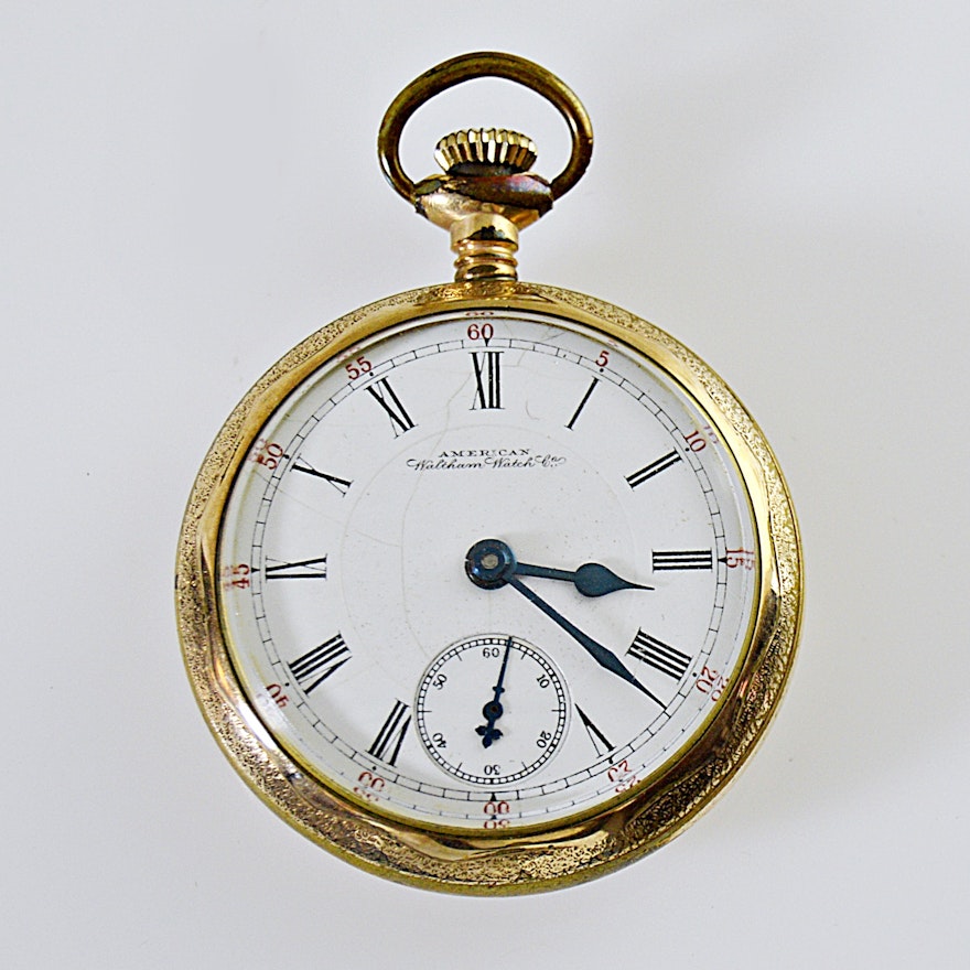 Vintage American Waltham Gold-Filled Open Face Pocket Watch