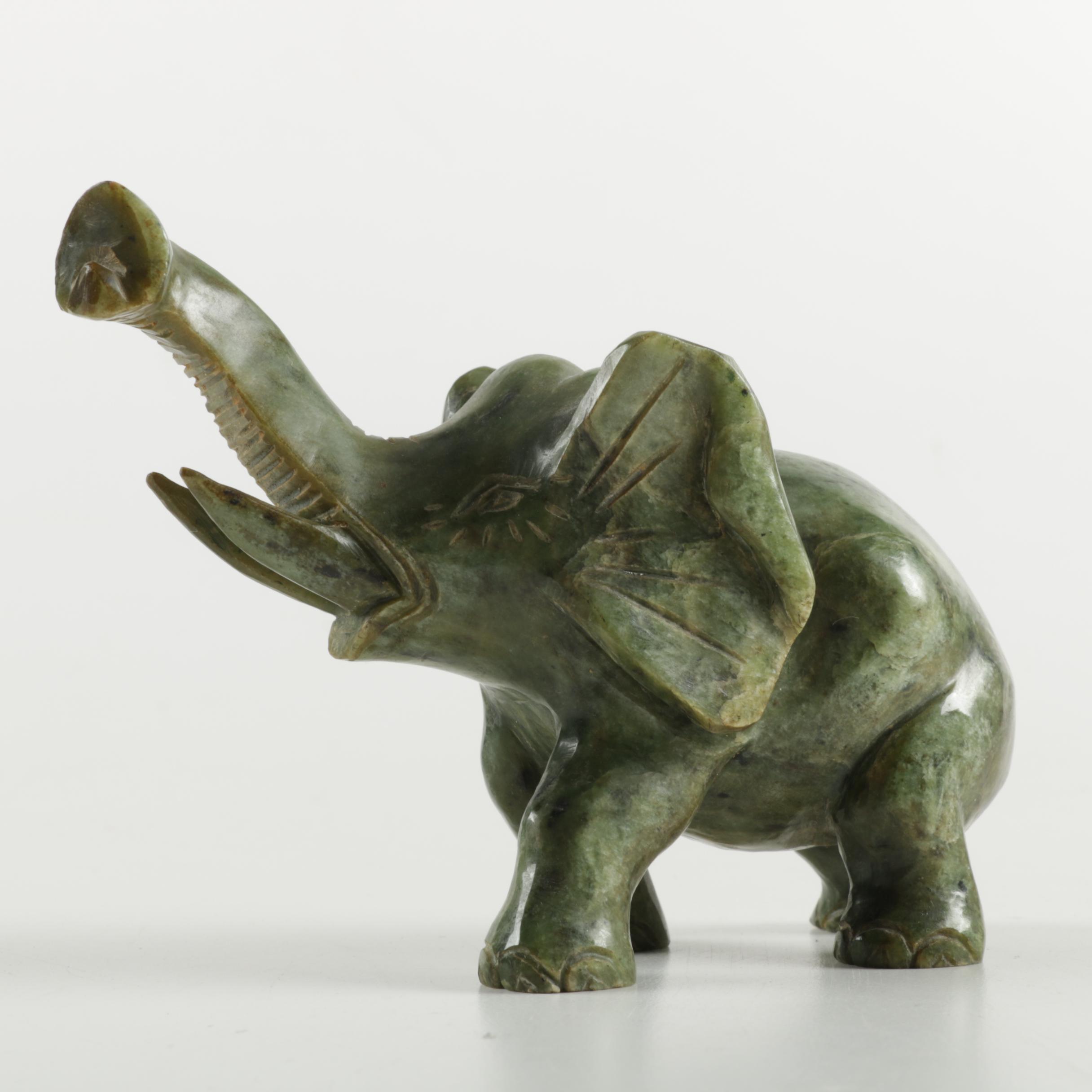 Serpentine Elephant Figurine