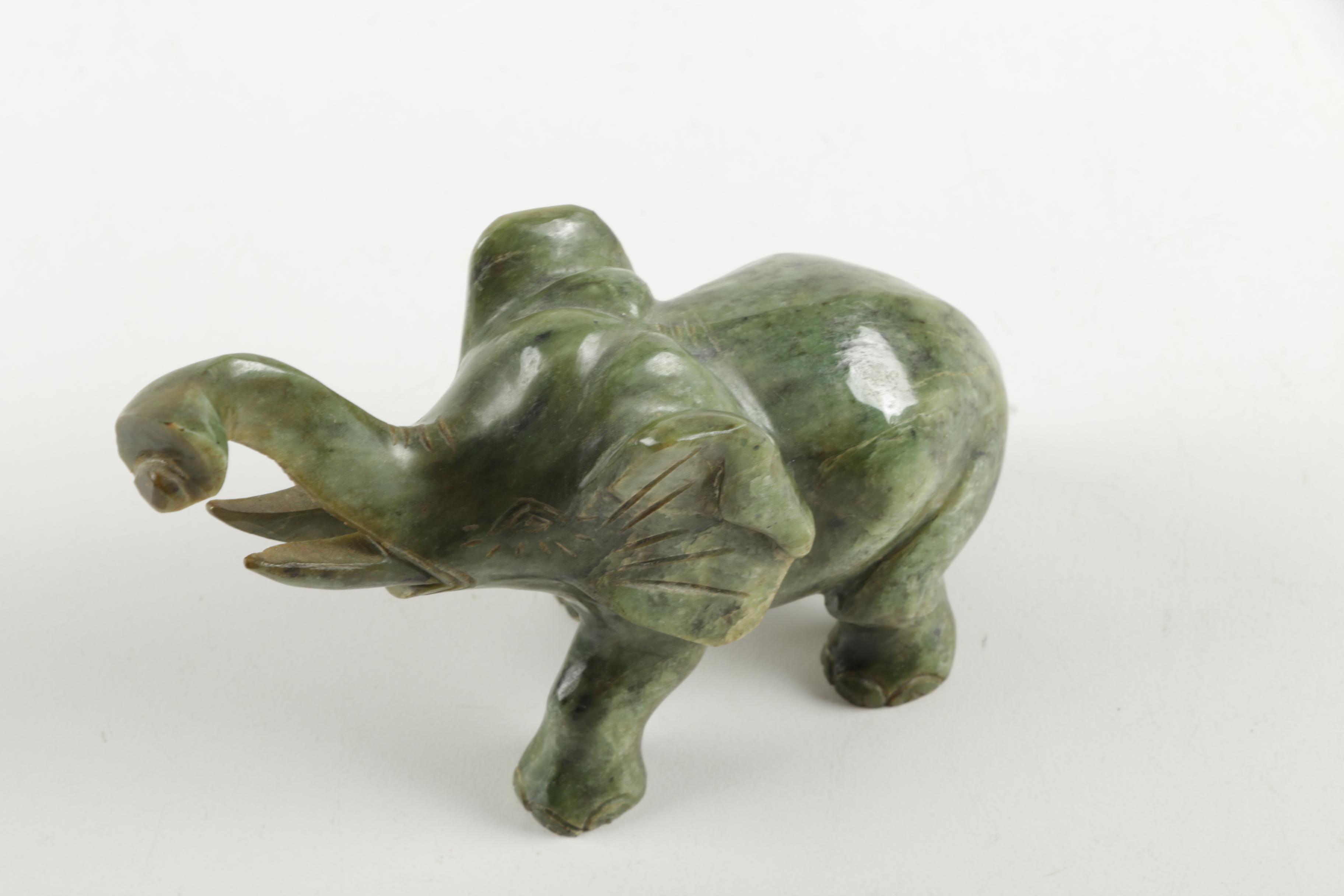 Serpentine Elephant Figurine