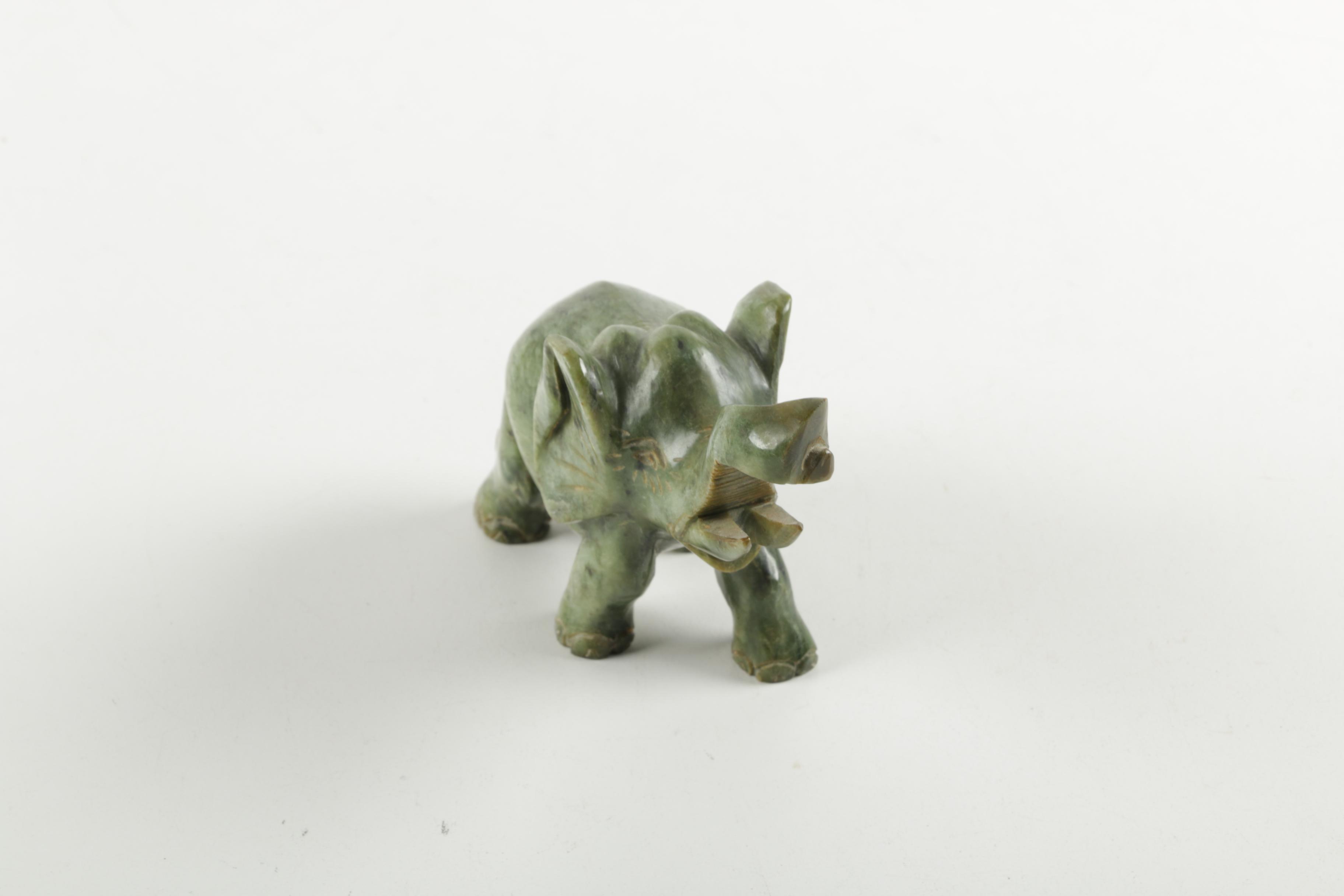 Serpentine Elephant Figurine