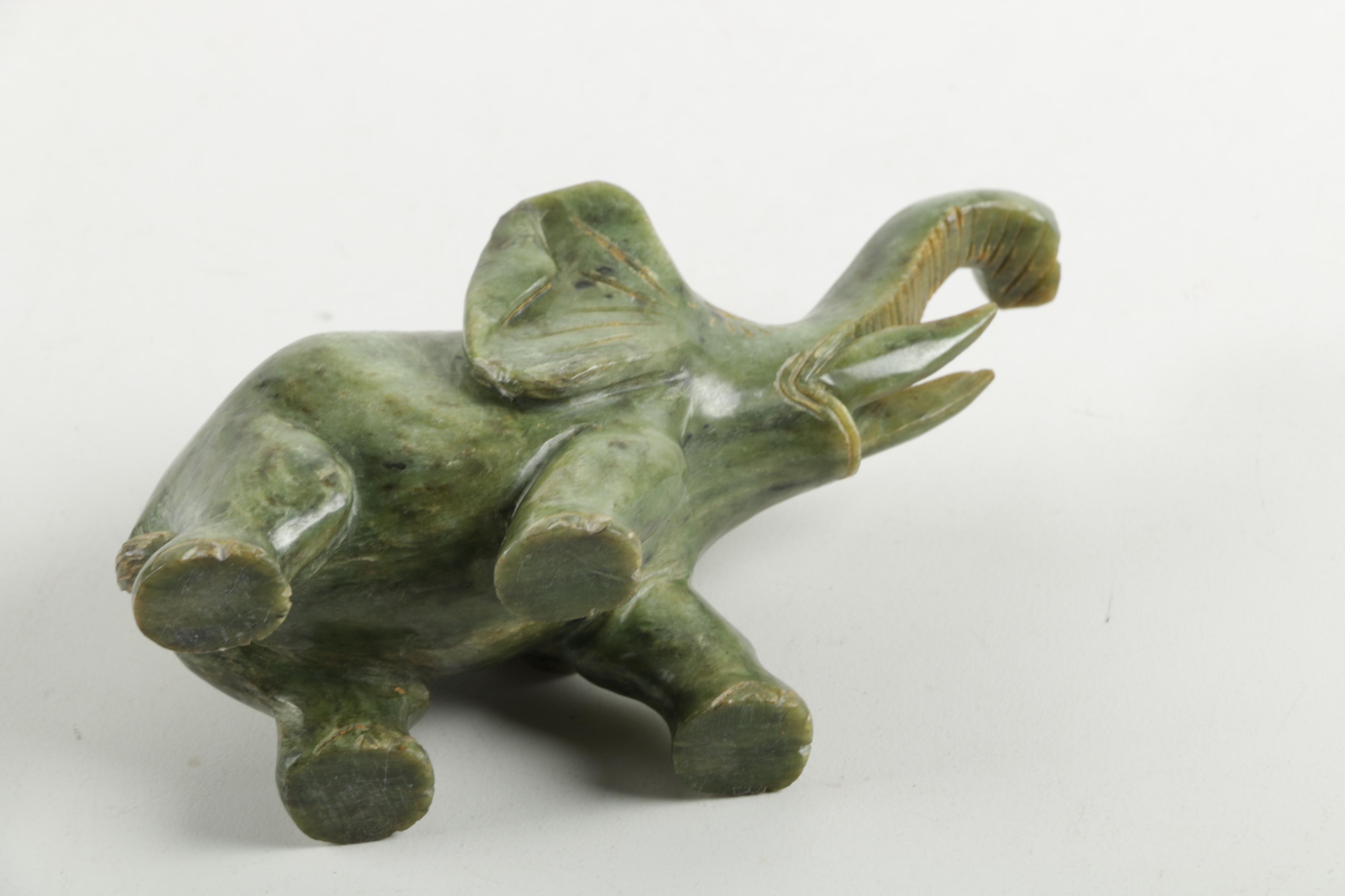 Serpentine Elephant Figurine