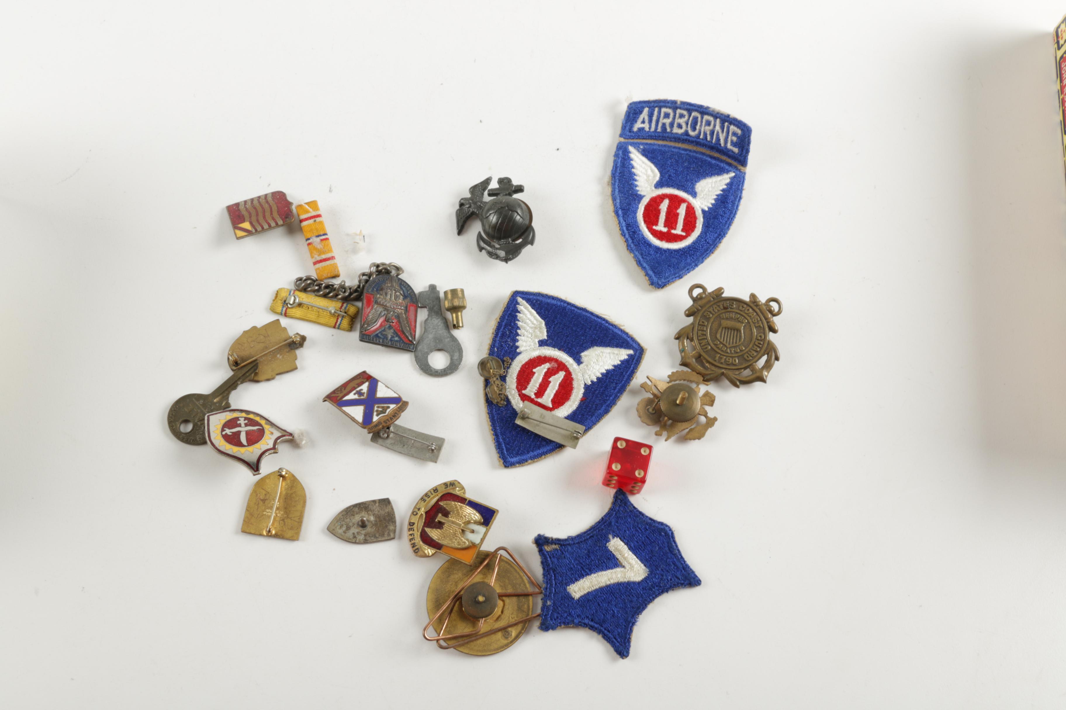 Assortment of Military Patches and Pins
