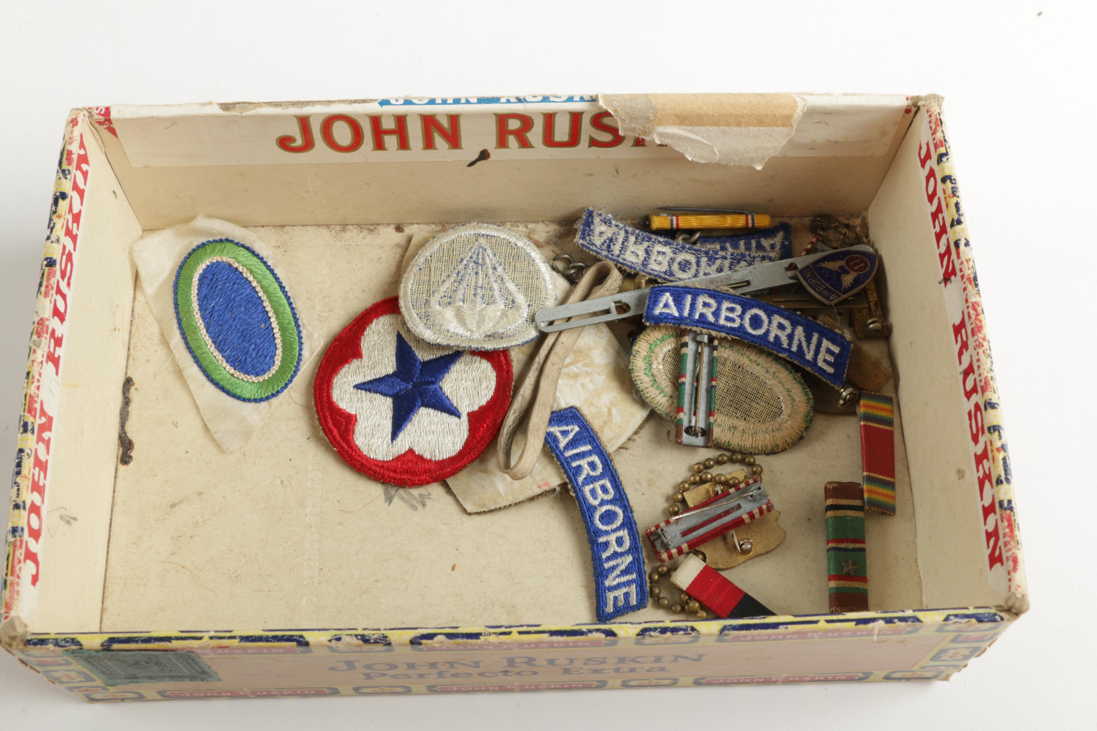 Assortment of Military Patches and Pins