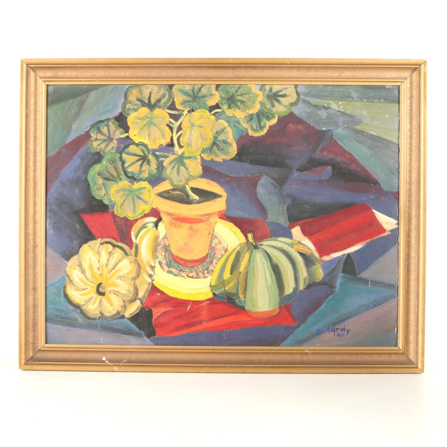 1947 H. Hardy Oil Painting of Still Life