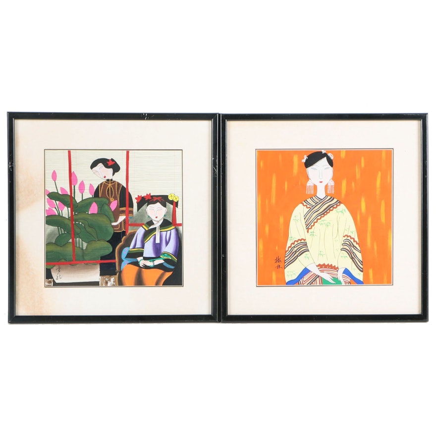 Chinese Gouache Paintings on Paper