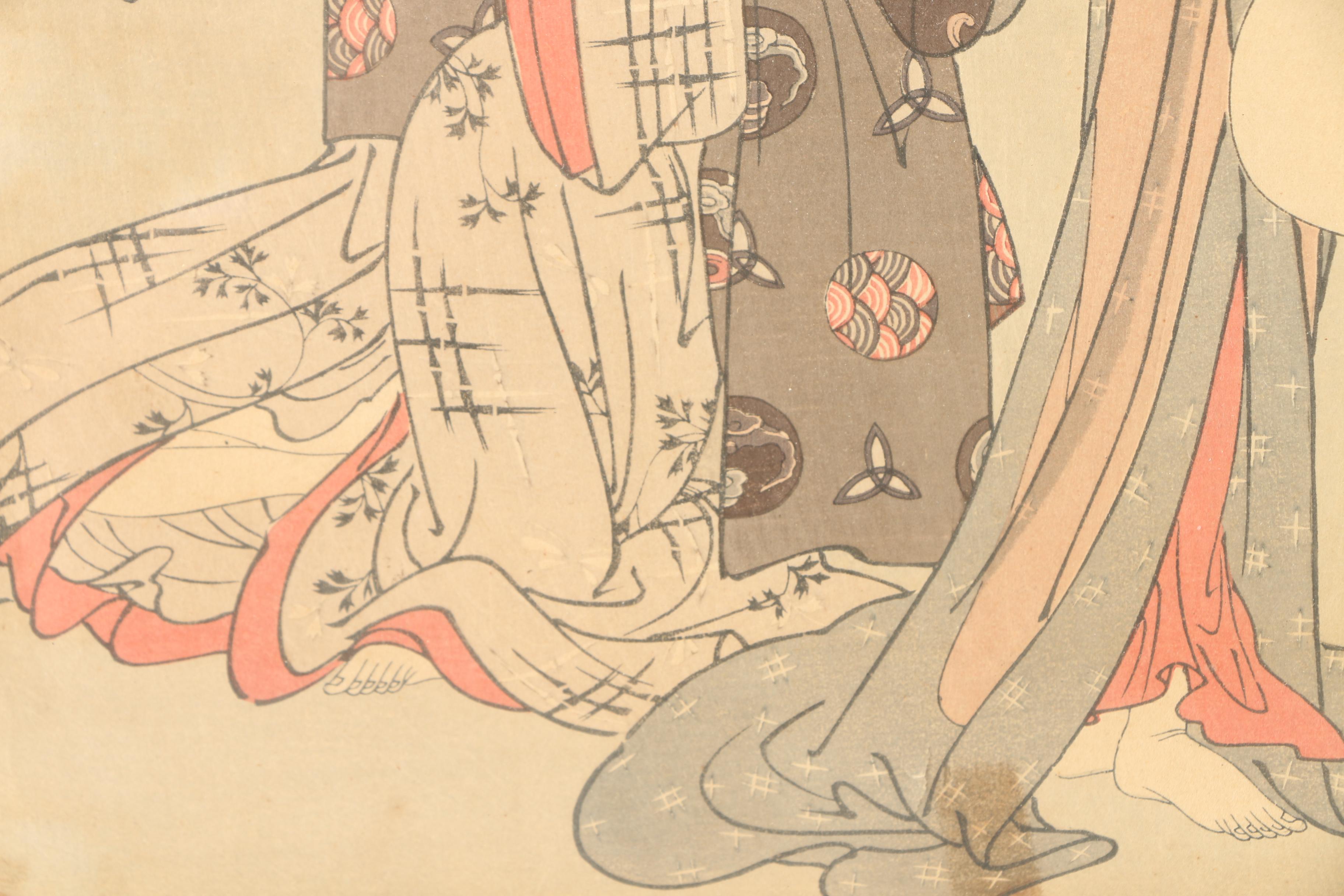 Japanese Woodblock Reprints on Rice Paper Featuring Torii Kiyomitsu I