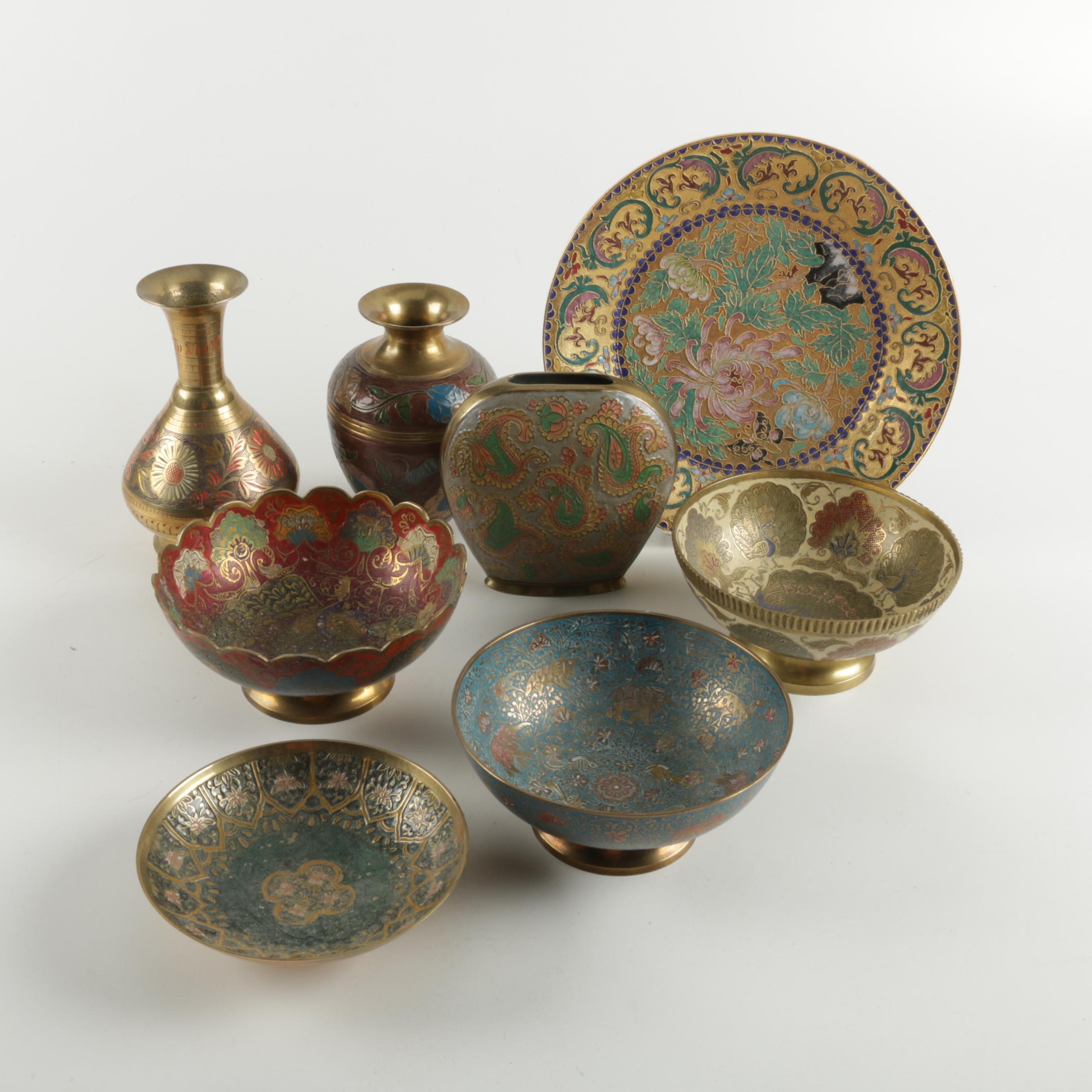 Scrolling and Foliad Pattern Brass Décor