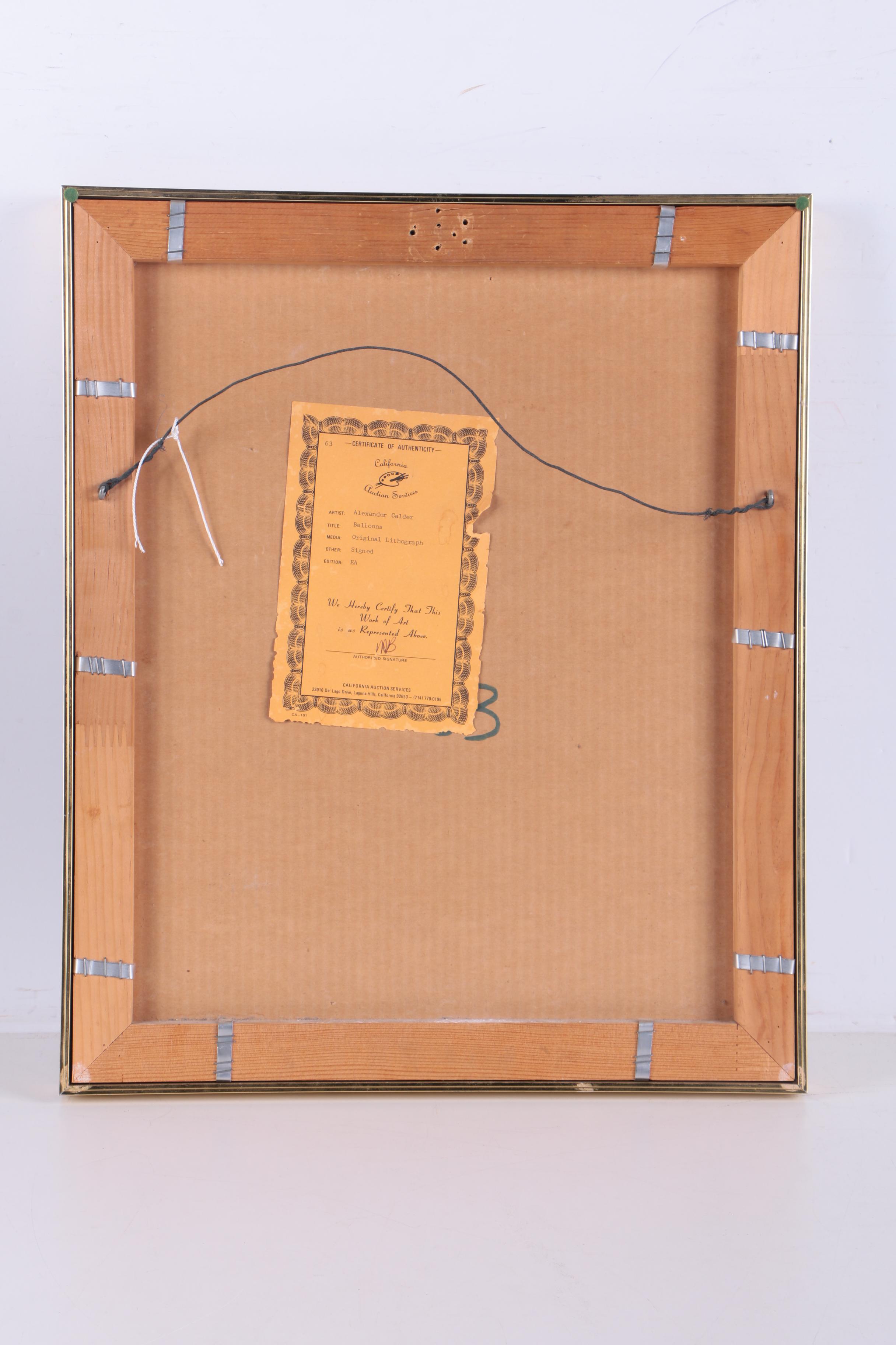 Signed Artist Proof Alexander Calder Lithograph "Balloons"