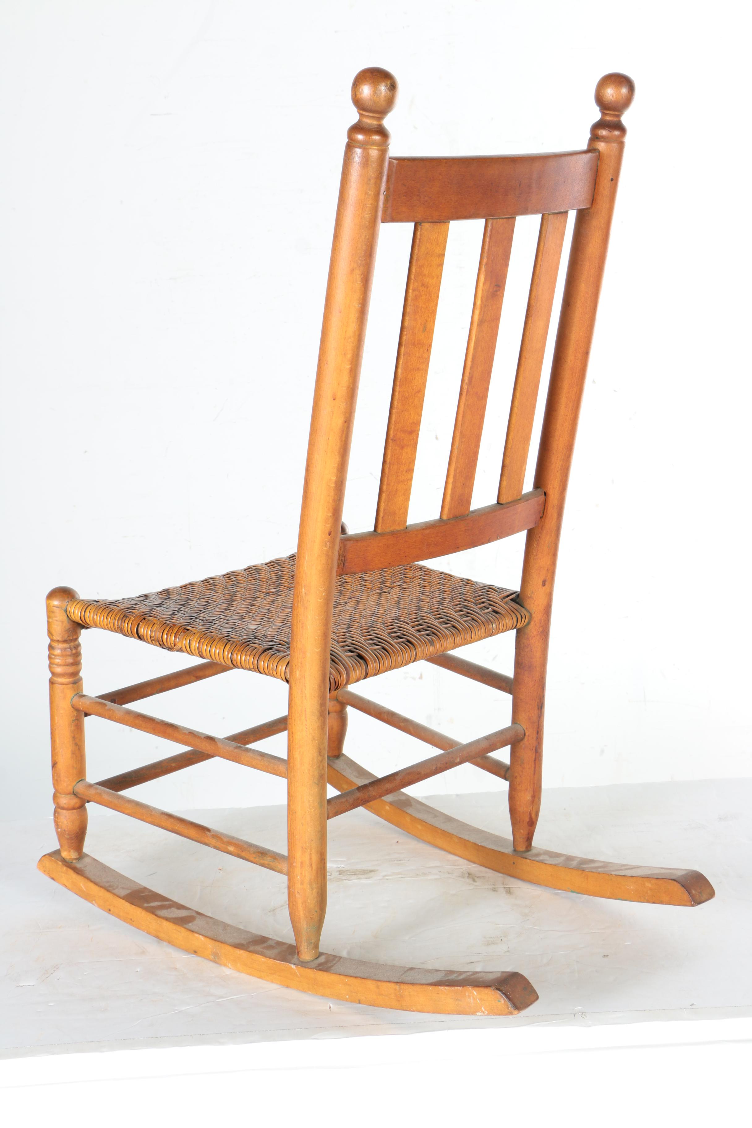 Wooden Rocking Chair with Woven Seat