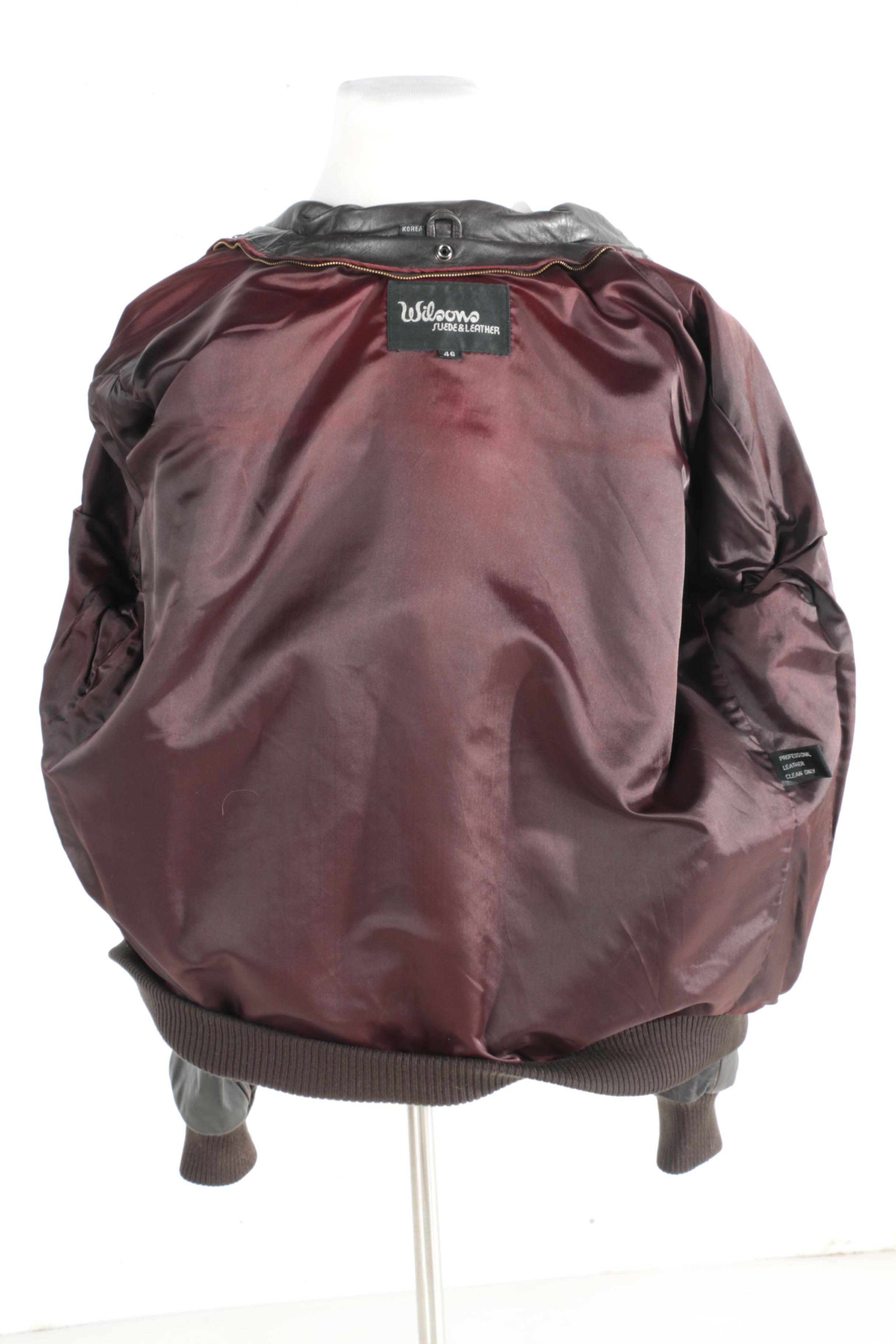 Men's Wilsons Brown Leather Bomber Jacket