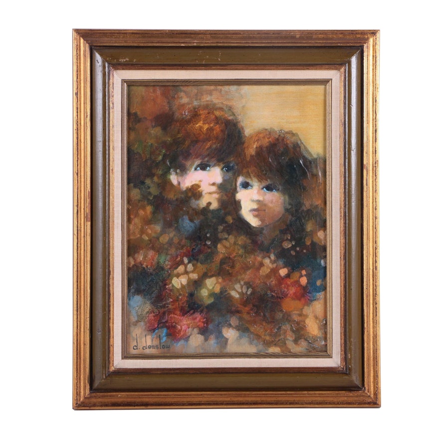 D. Denslow Oil Painting on Canvas of Children