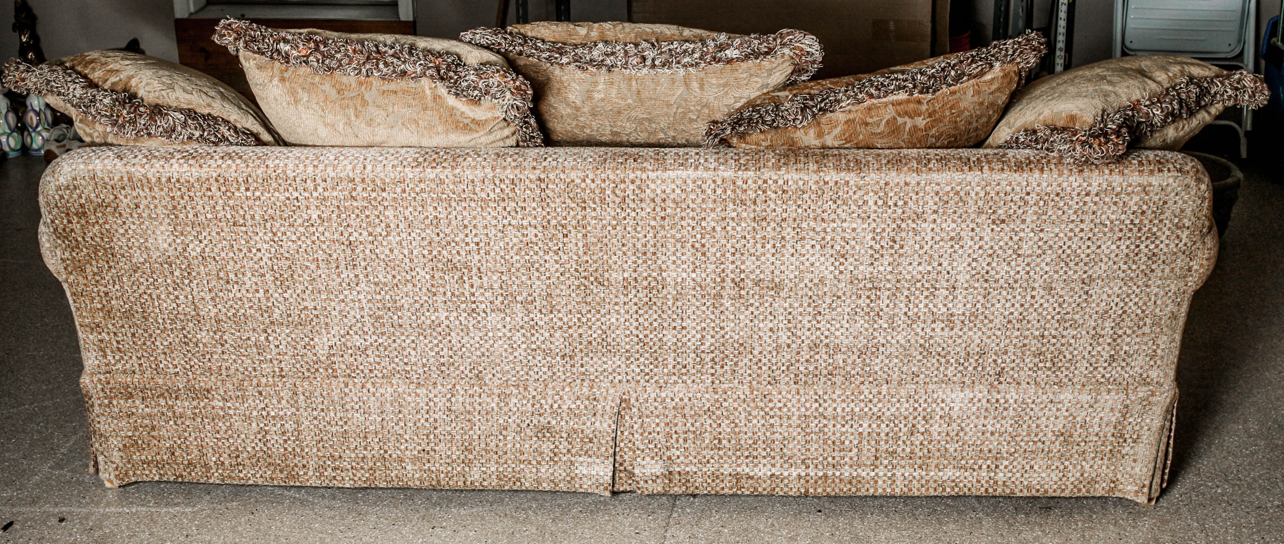 Tan Sofa with Throw Pillows