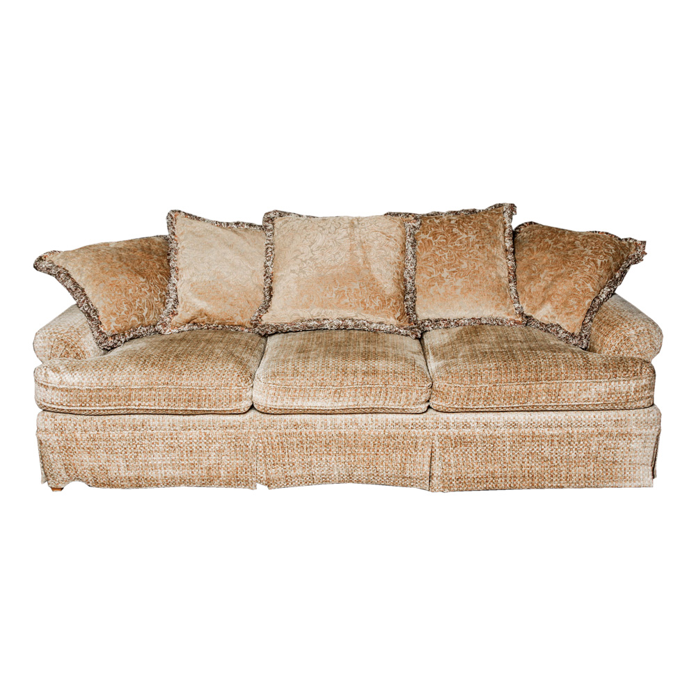 Tan Sofa with Throw Pillows