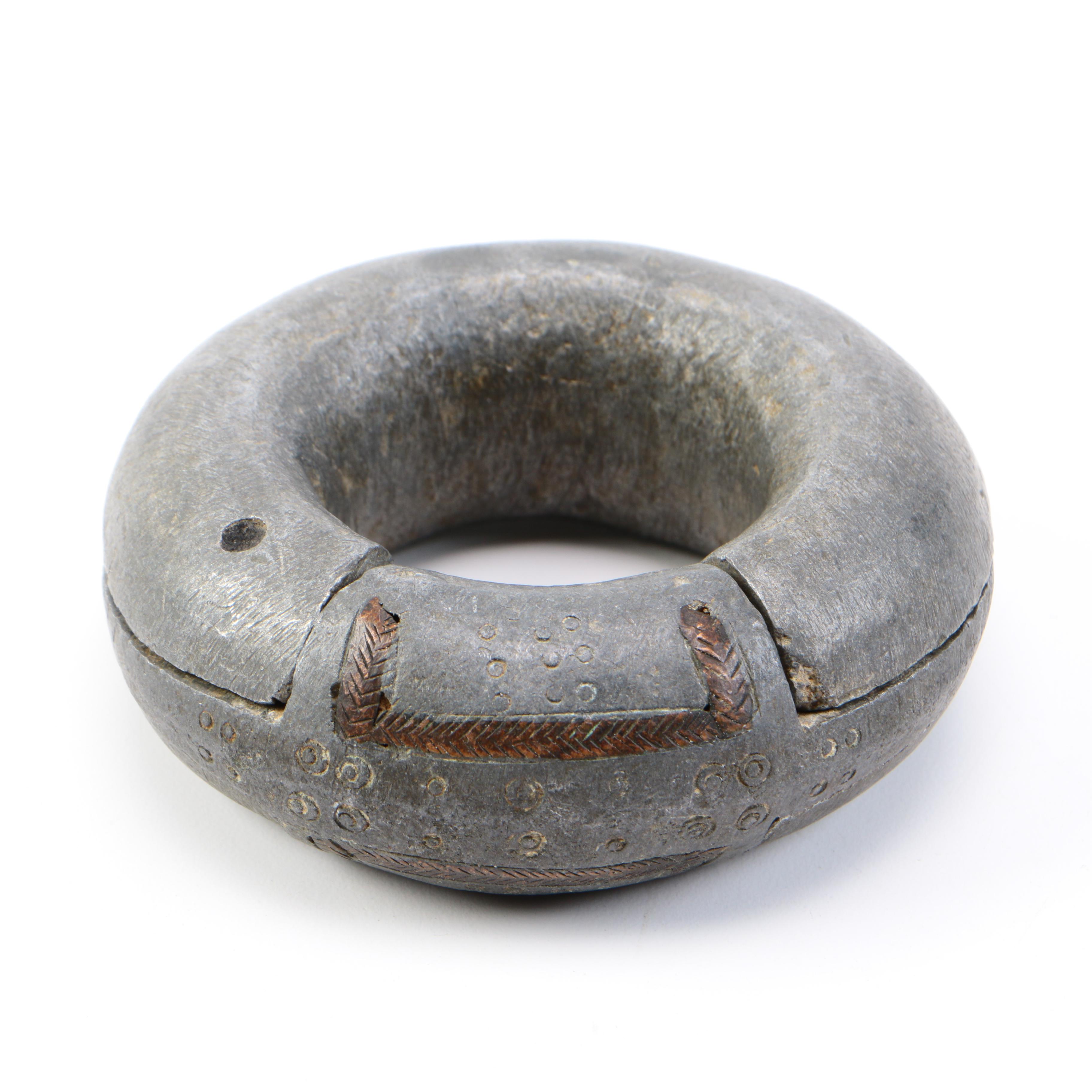 West African Silver Tone Metal Bracelet