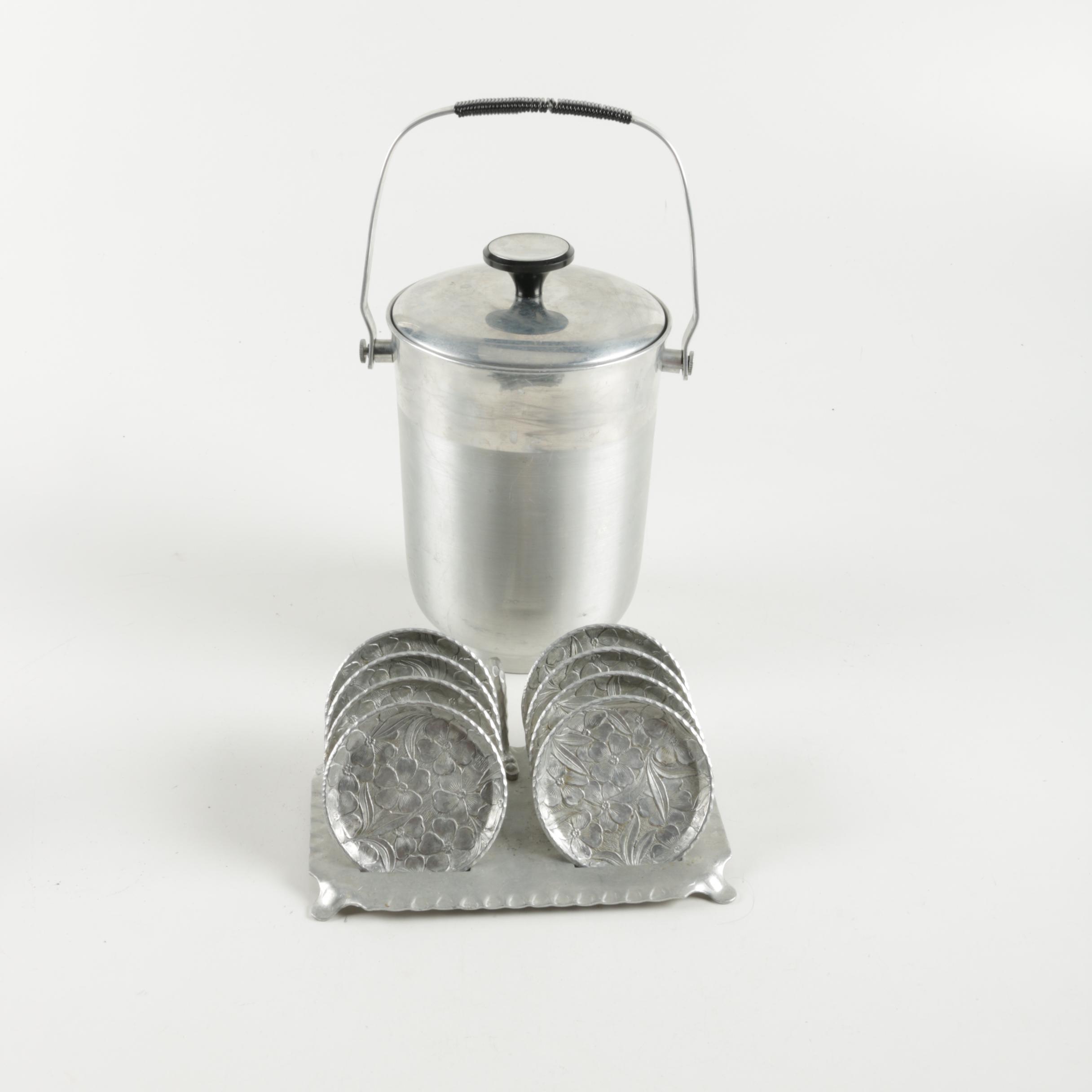 Stainless Steal Ice Bucket with Coasters