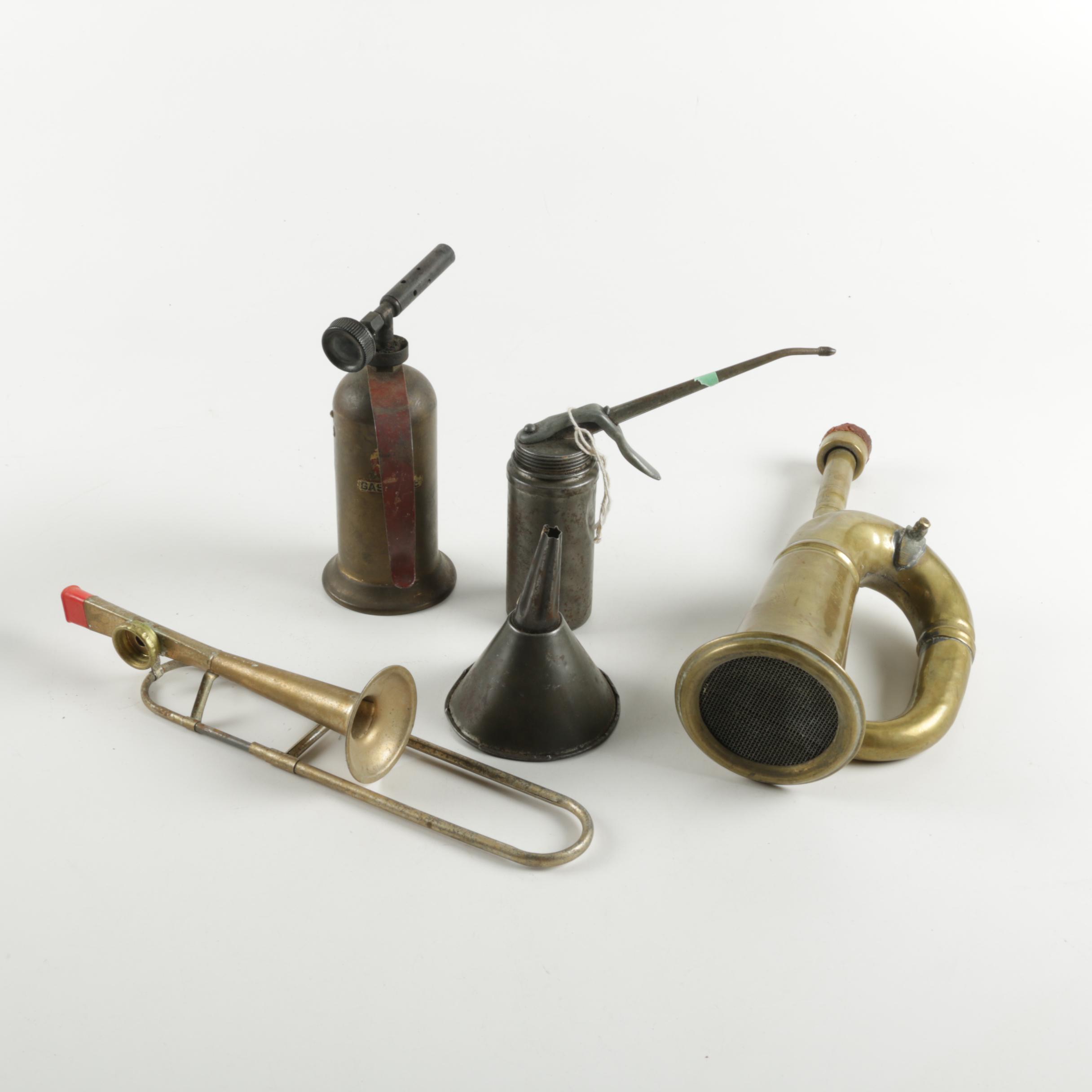 Five Pieces of Brass and Metal Decor