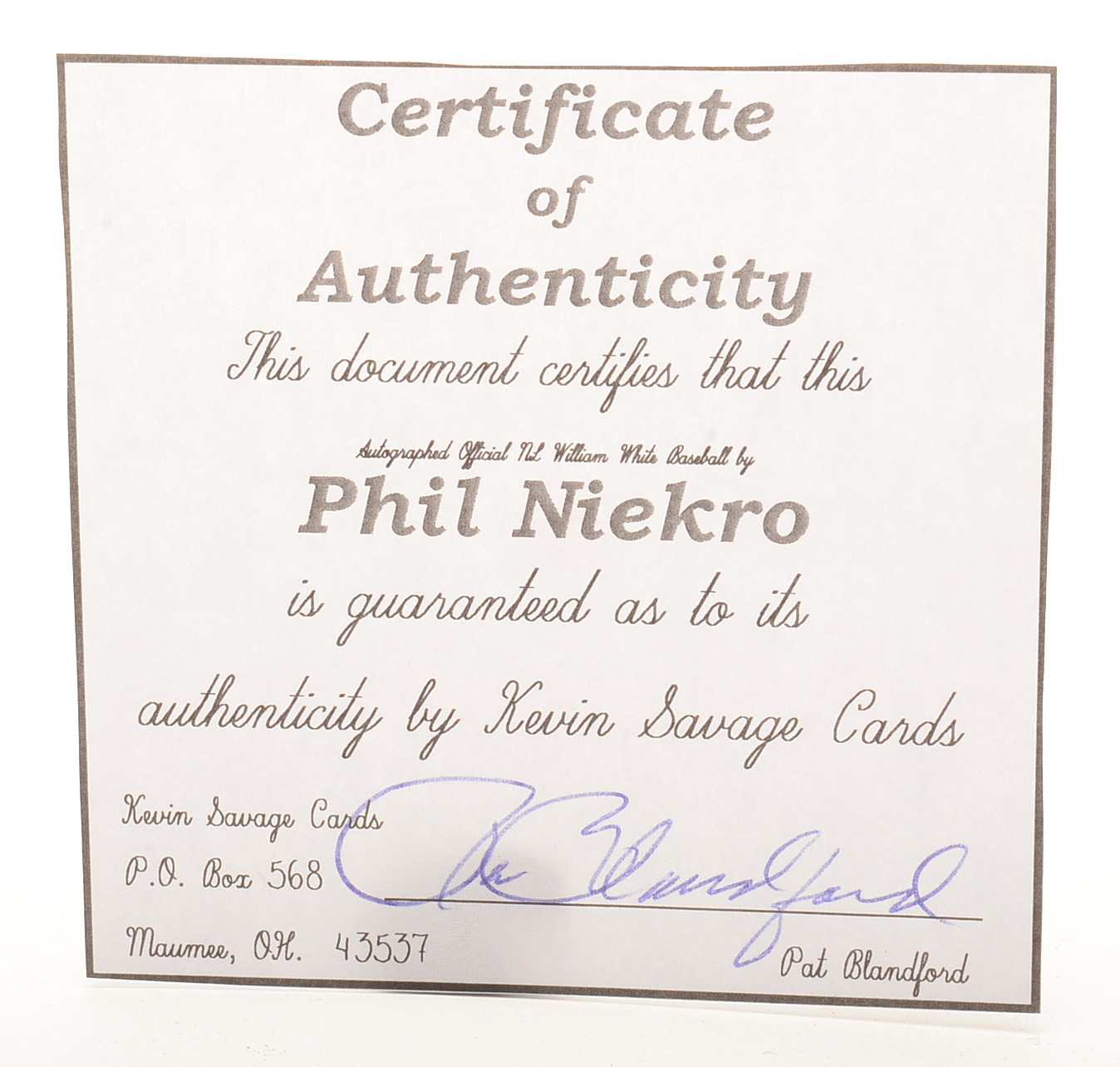 Phil Niekro Signed Rawlings NL Baseball SGC COA