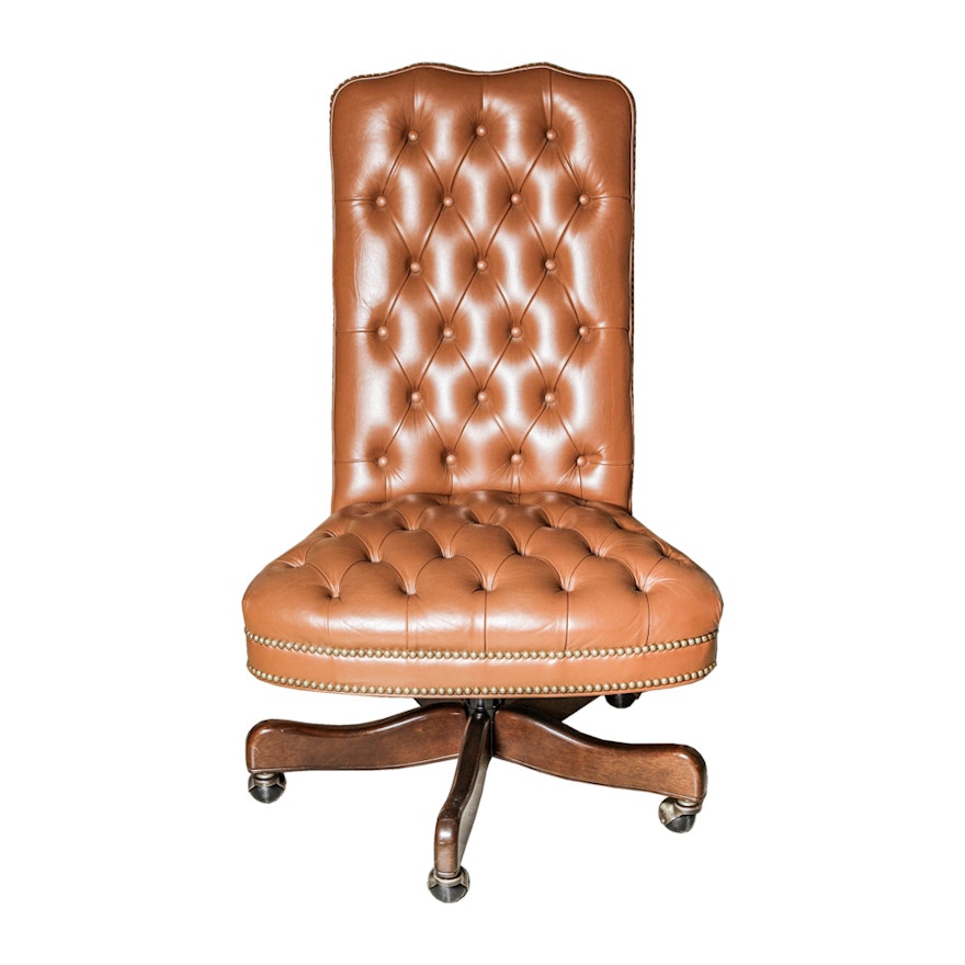 Tufted Brown Leather Executive Style Office Chair