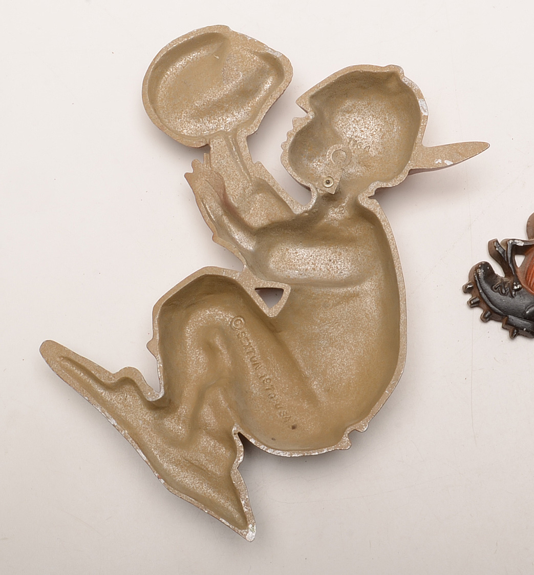 Six 1970s Metal Baseball Figure Wall Hangers