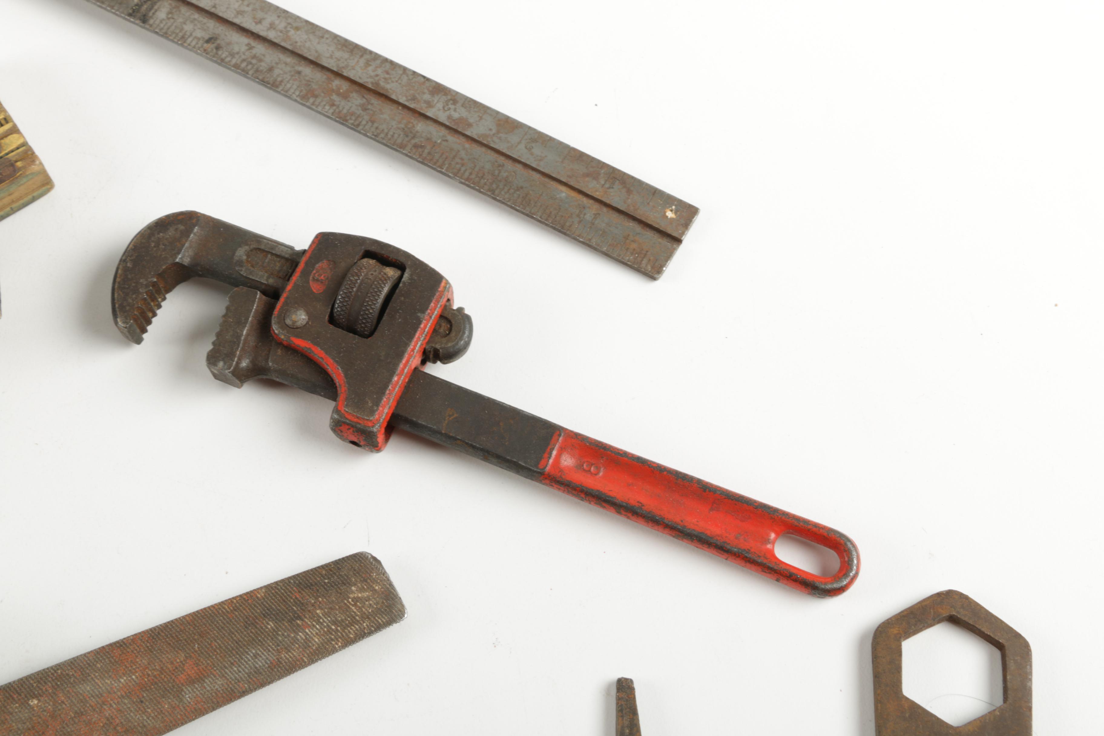 Assorted Tools; Measuring, Sanding, Cutting