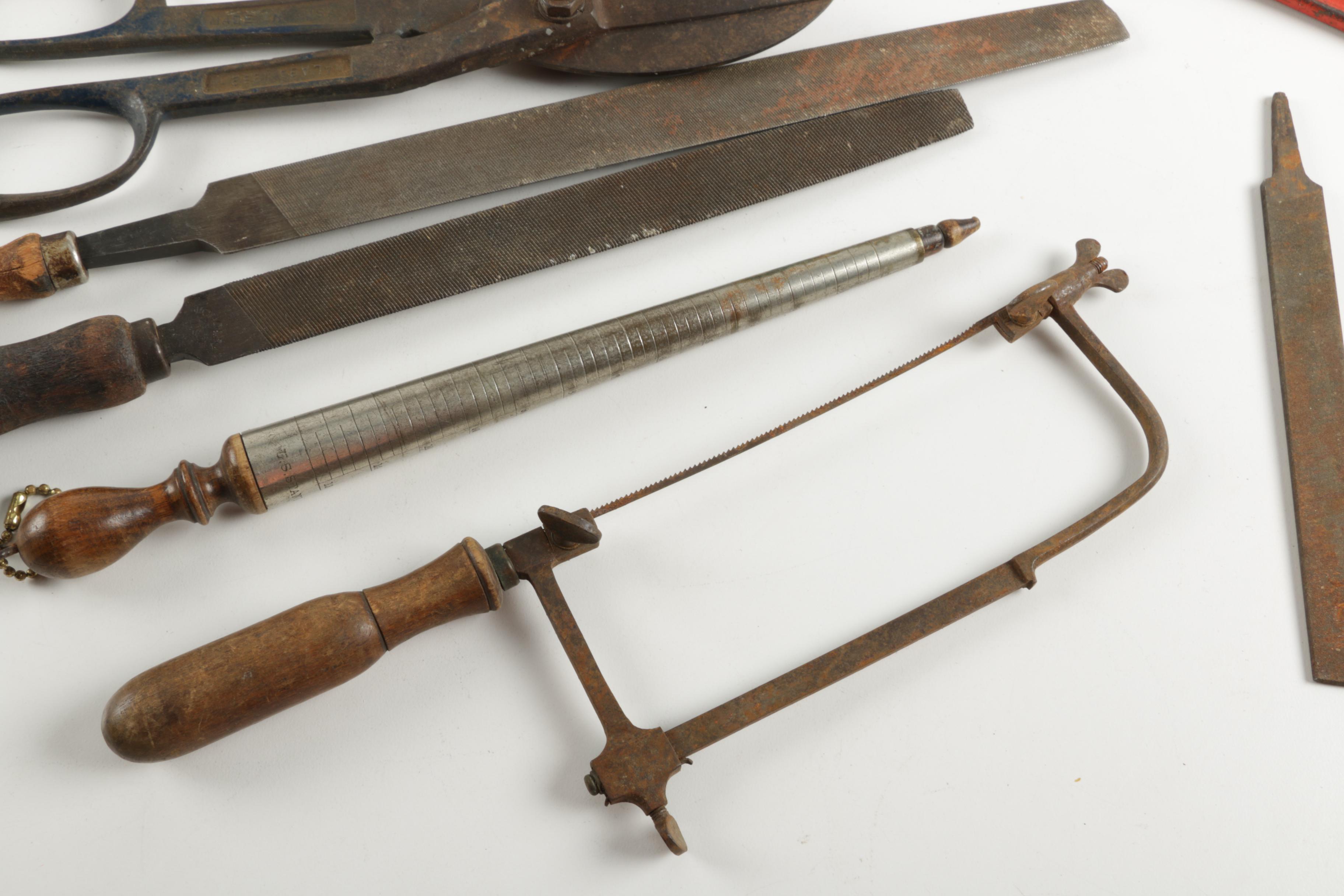 Assorted Tools; Measuring, Sanding, Cutting