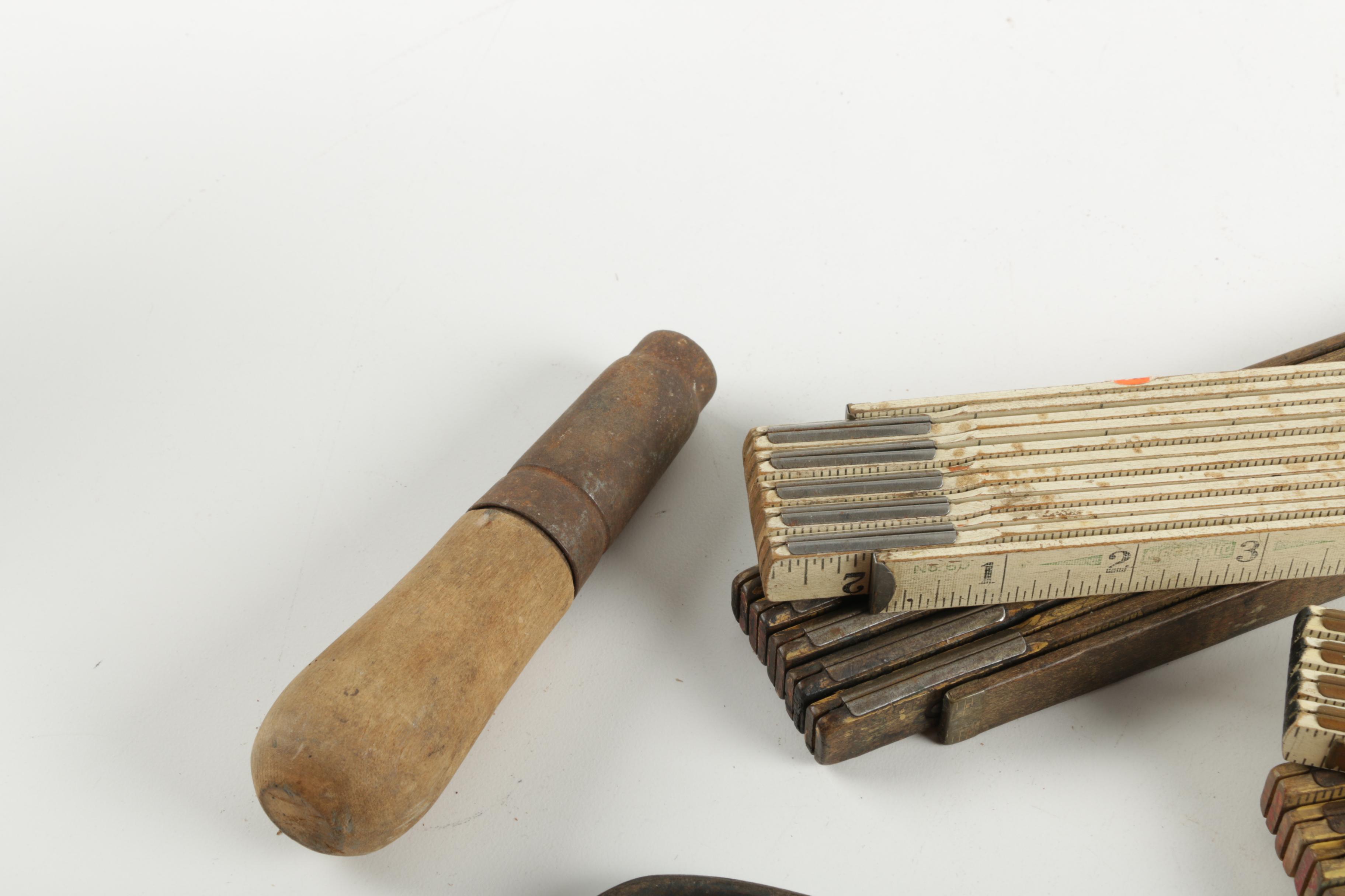 Assorted Tools; Measuring, Sanding, Cutting