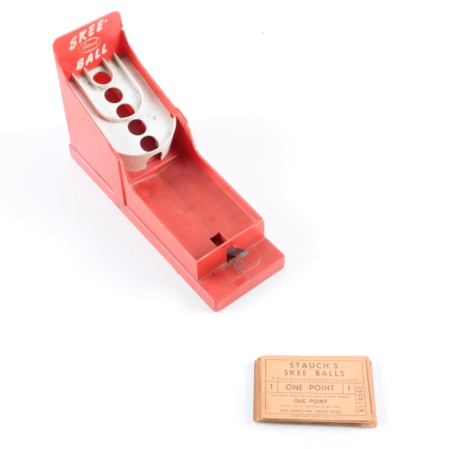 Ideal Miniature Skee Ball Game With Stauch's Skee Balls Tickets