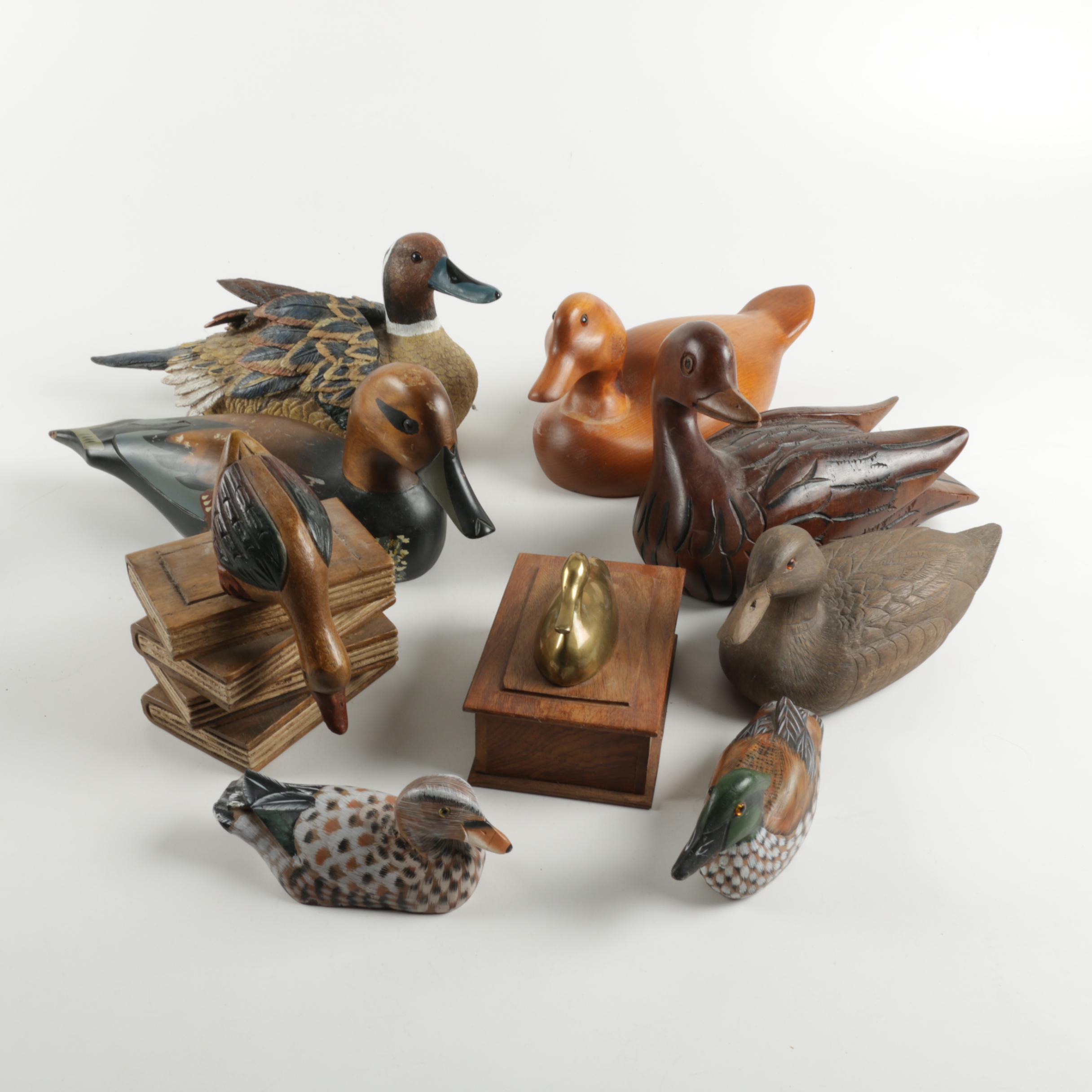 Carved Wood Duck Figurines