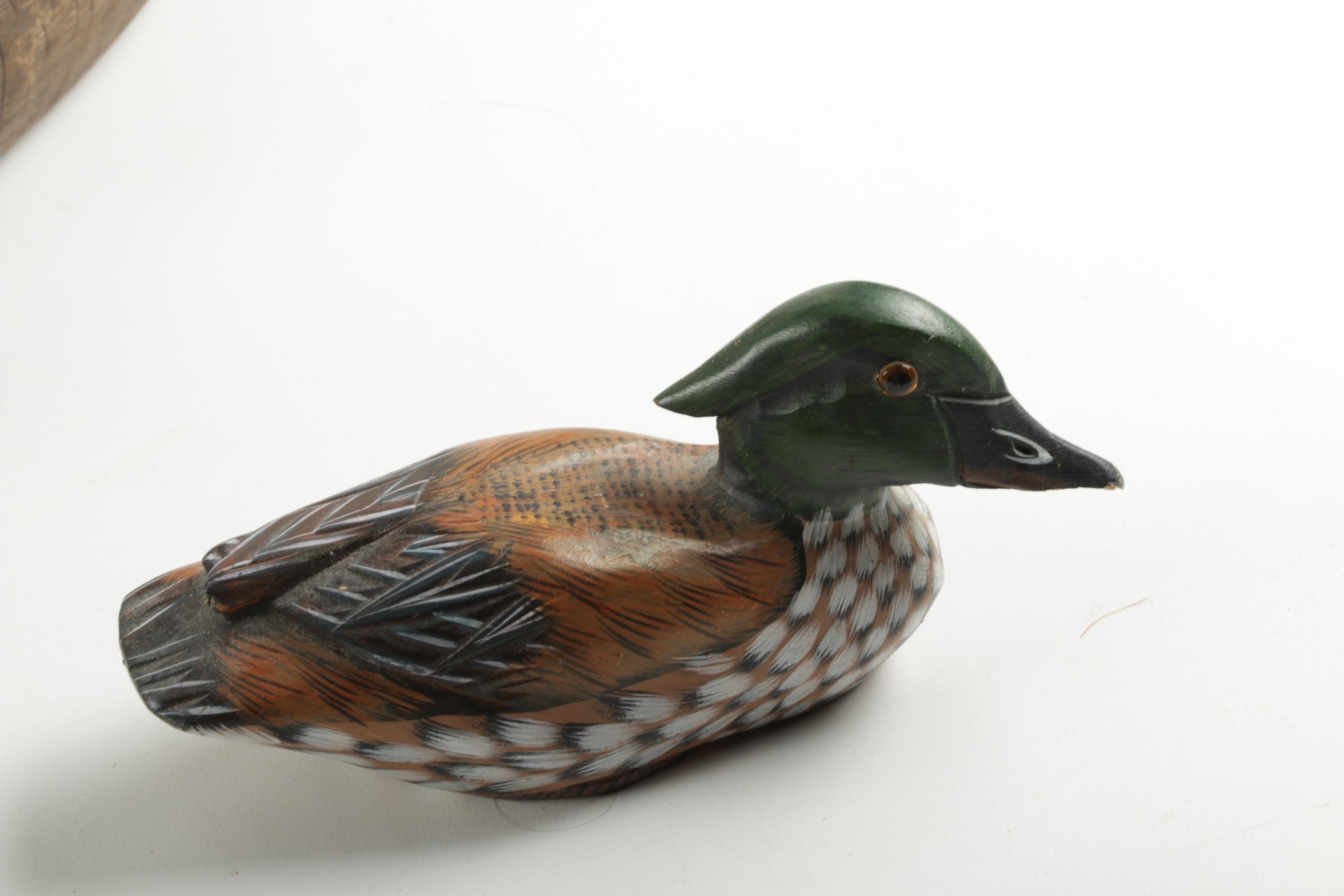 Carved Wood Duck Figurines