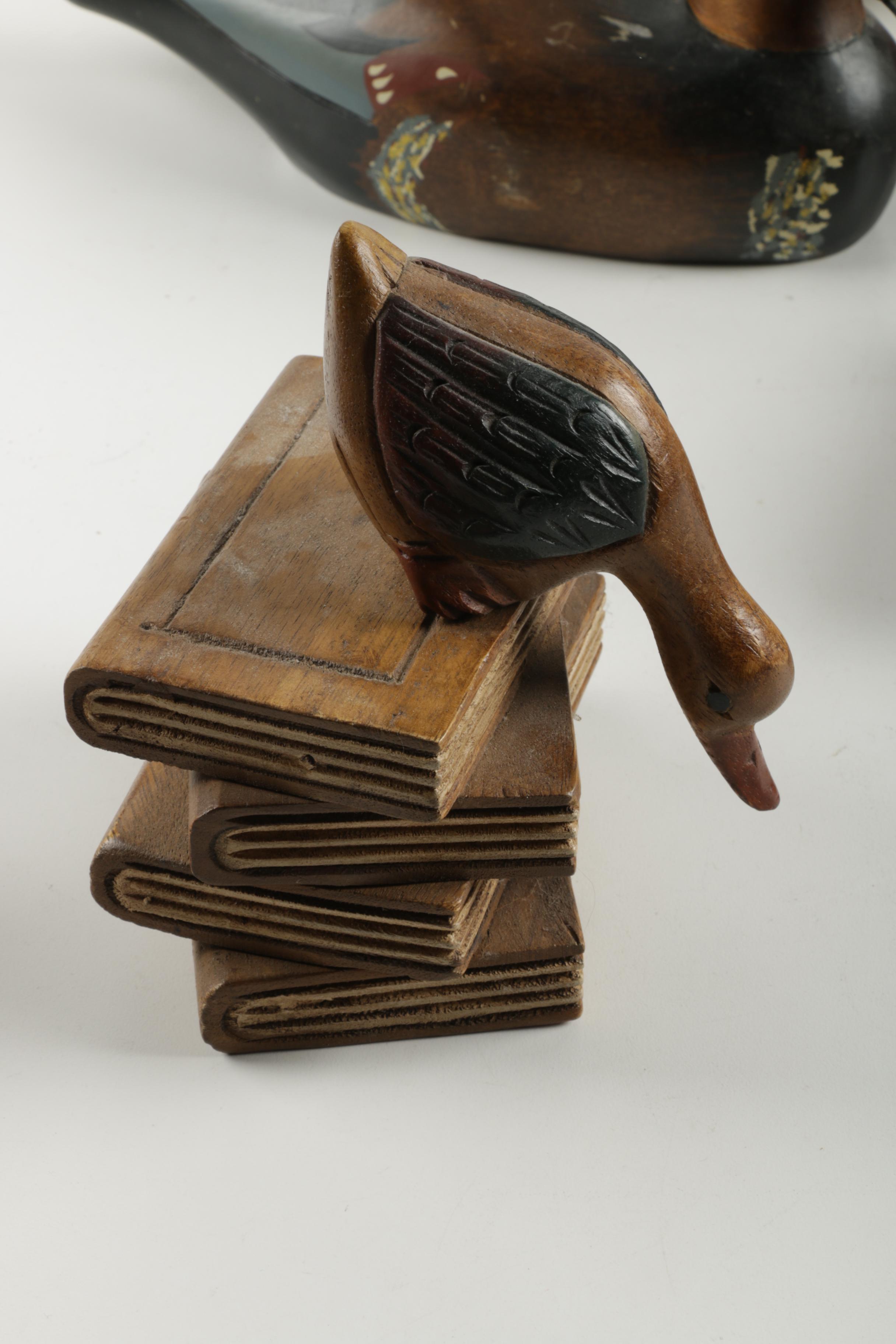 Carved Wood Duck Figurines