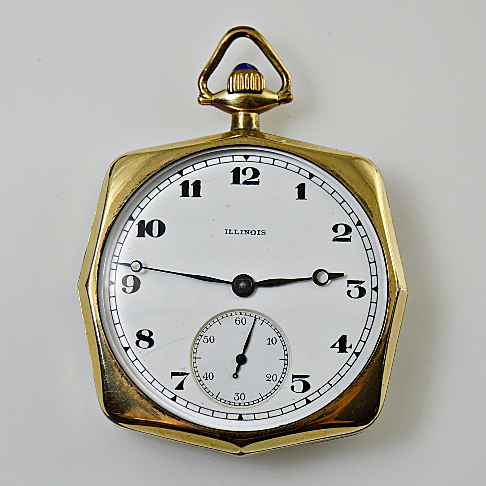 Vintage Illinois Octagonal Open Face Pocket Watch