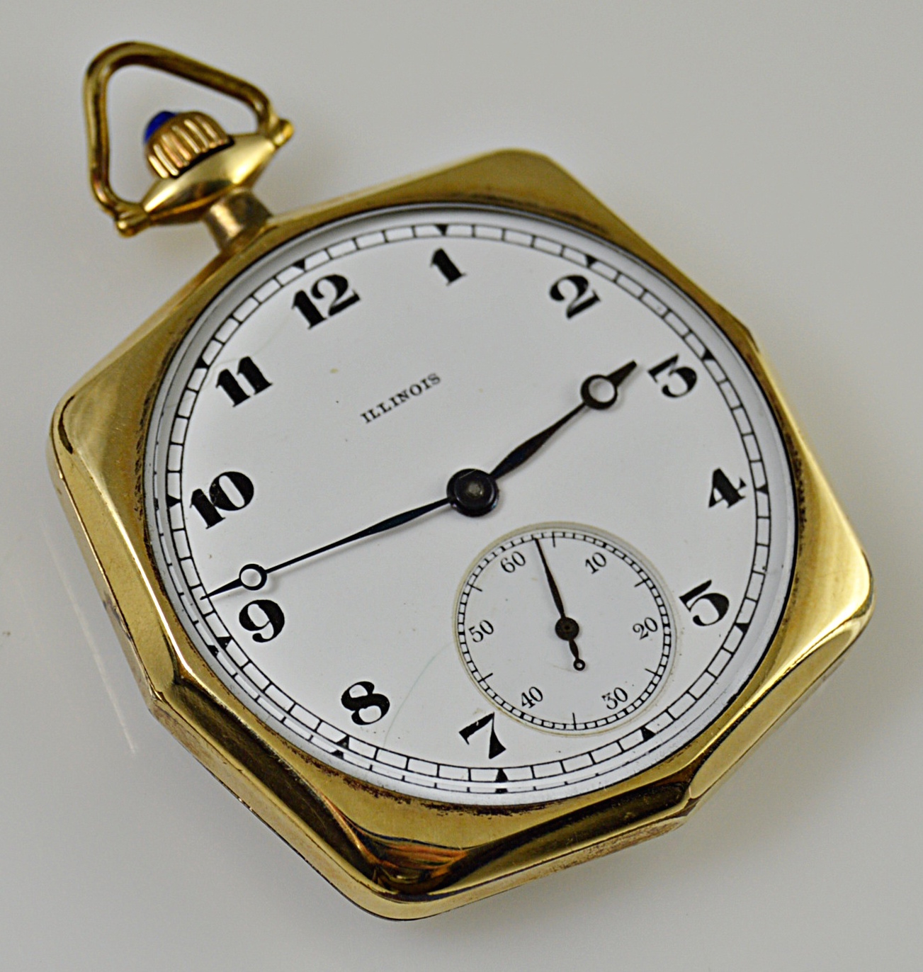 Vintage Illinois Octagonal Open Face Pocket Watch