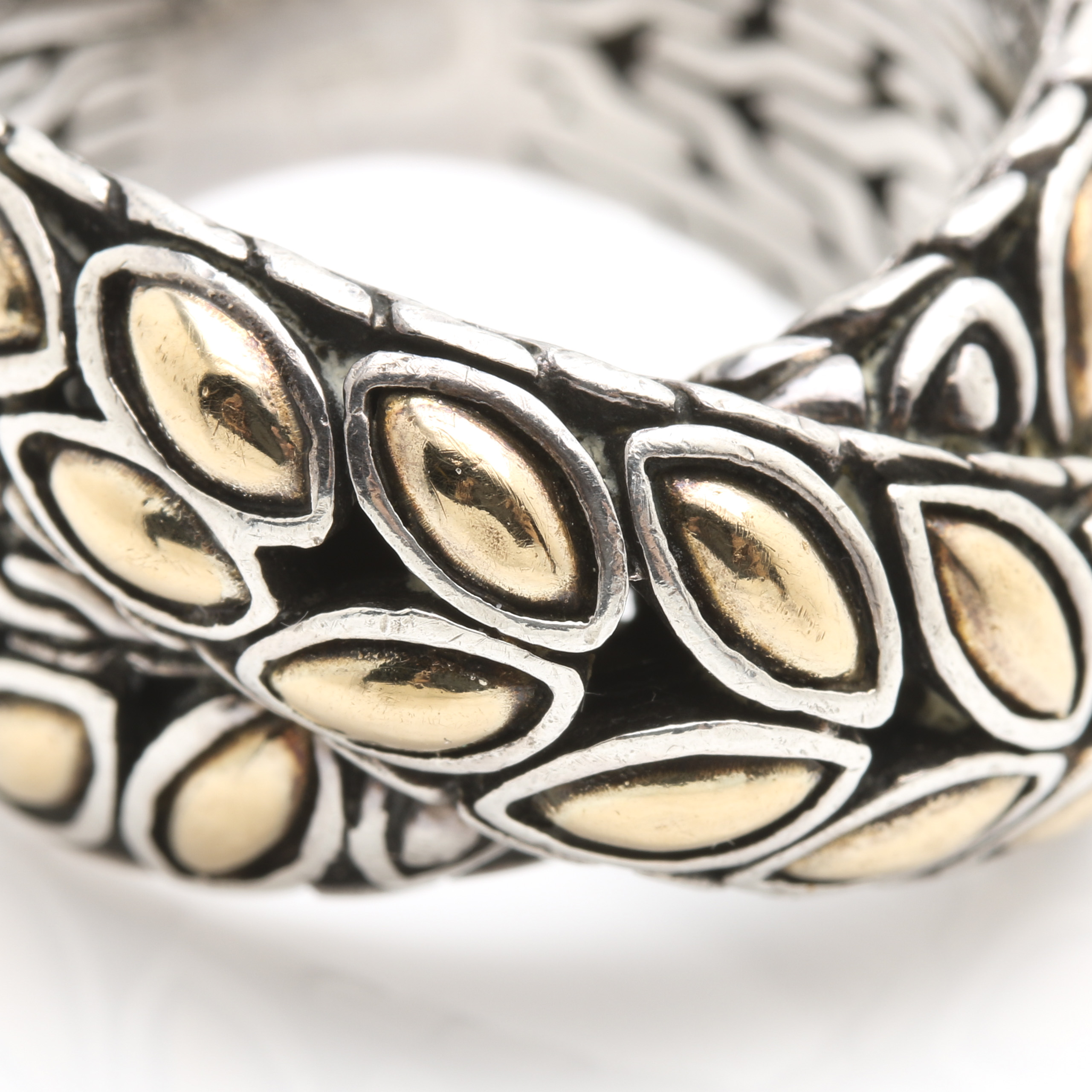 John Hardy Sterling Silver and 18K Yellow Gold Cross Over Ring