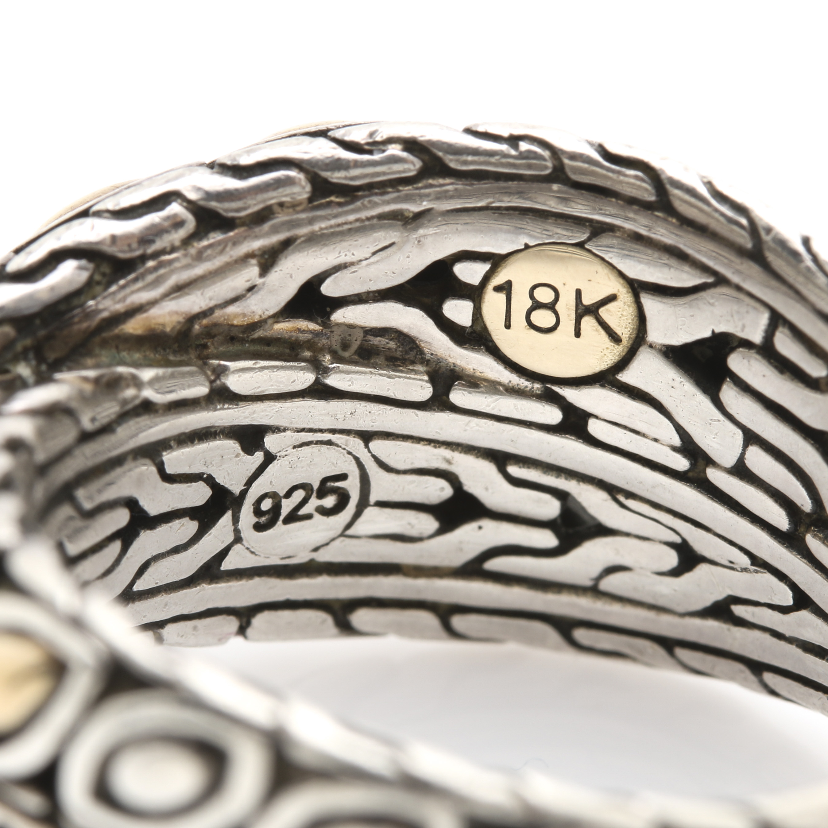 John Hardy Sterling Silver and 18K Yellow Gold Cross Over Ring