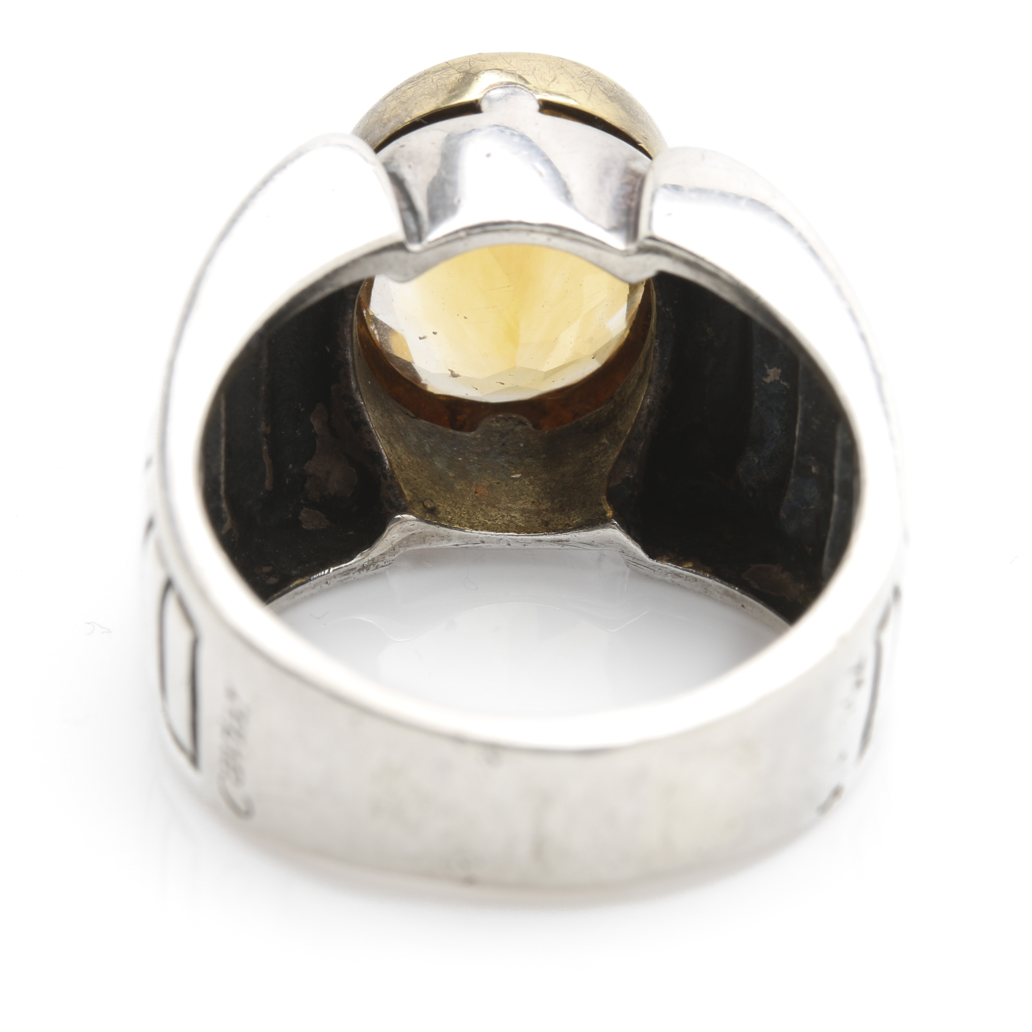 Lagos "Caviar Color" Sterling Silver 18K Yellow Gold Citrine Ring