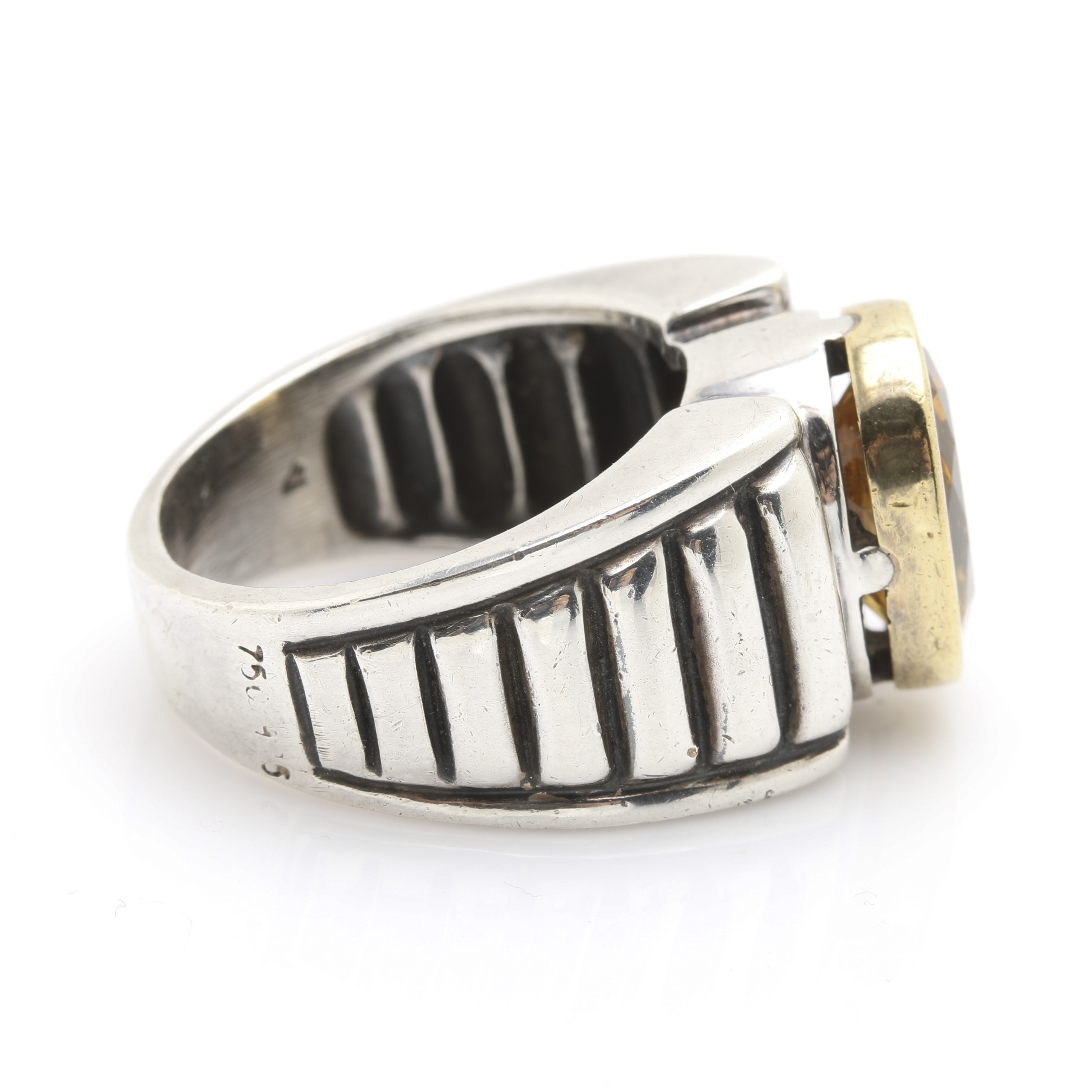 Lagos "Caviar Color" Sterling Silver 18K Yellow Gold Citrine Ring