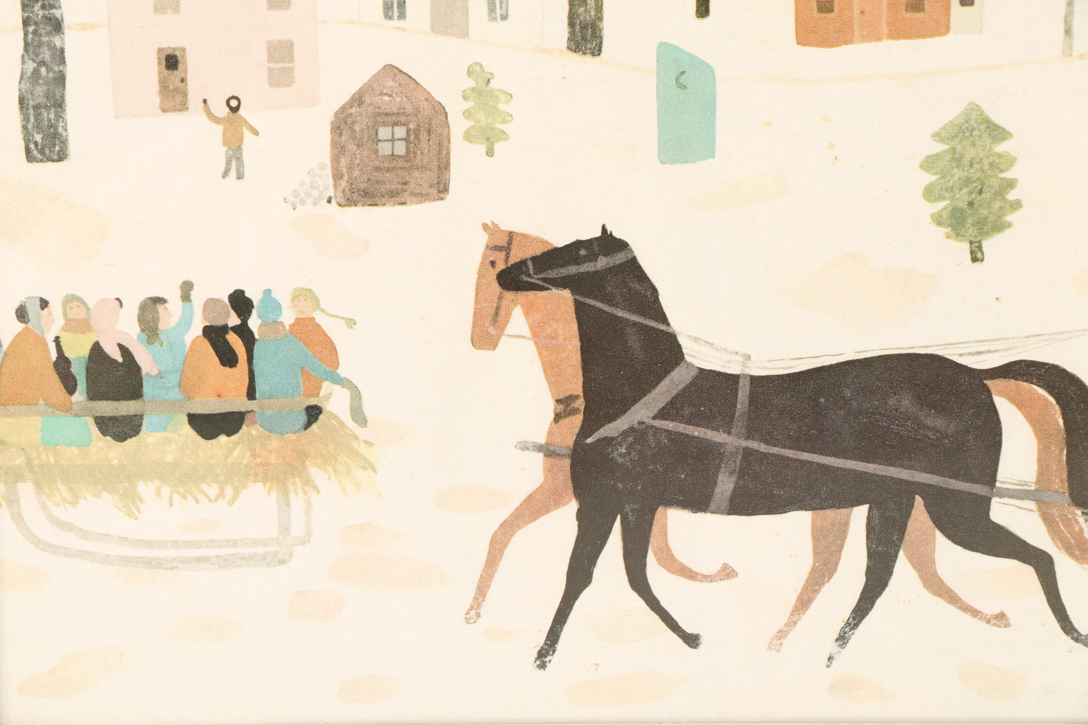 Offset lithograph After a Doris Lee Folk Art Landscape