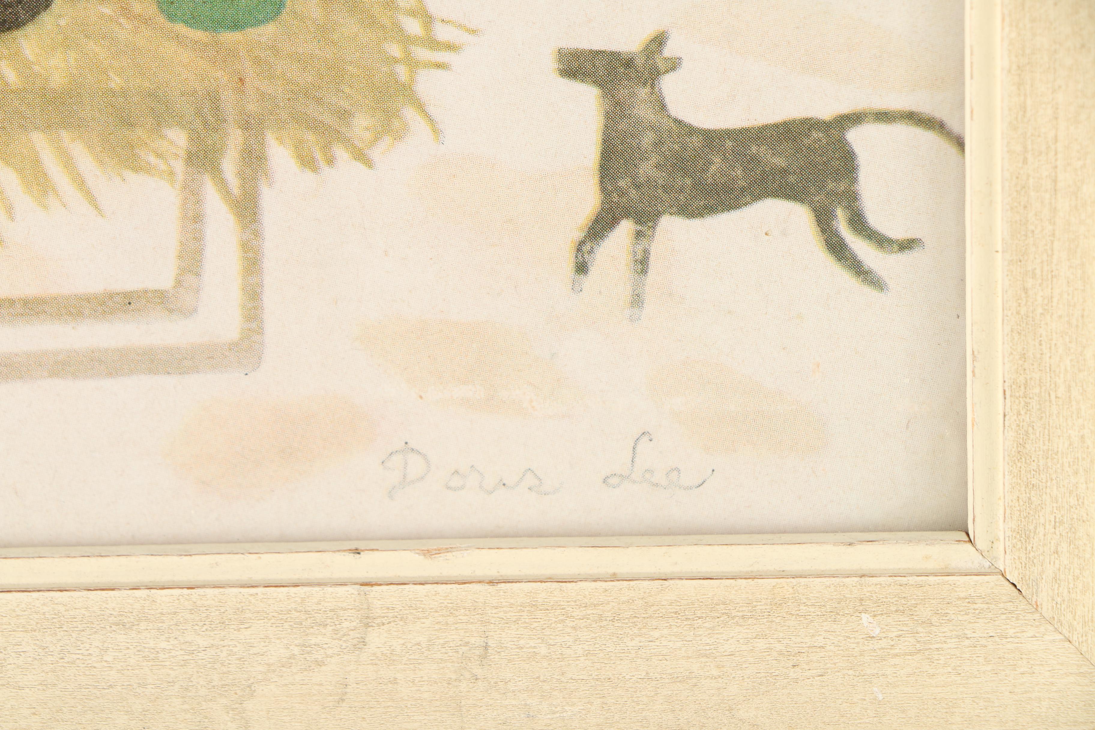 Offset lithograph After a Doris Lee Folk Art Landscape