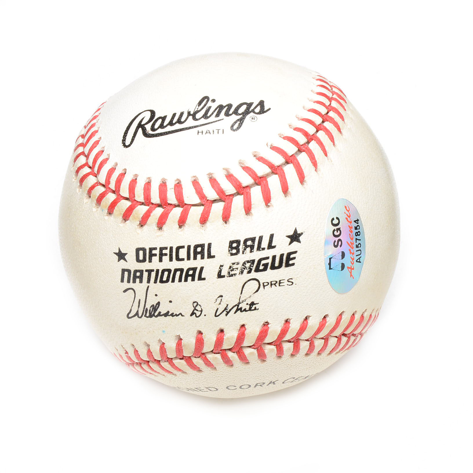 Eddie Mathews Signed Rawlings NL Baseball COA