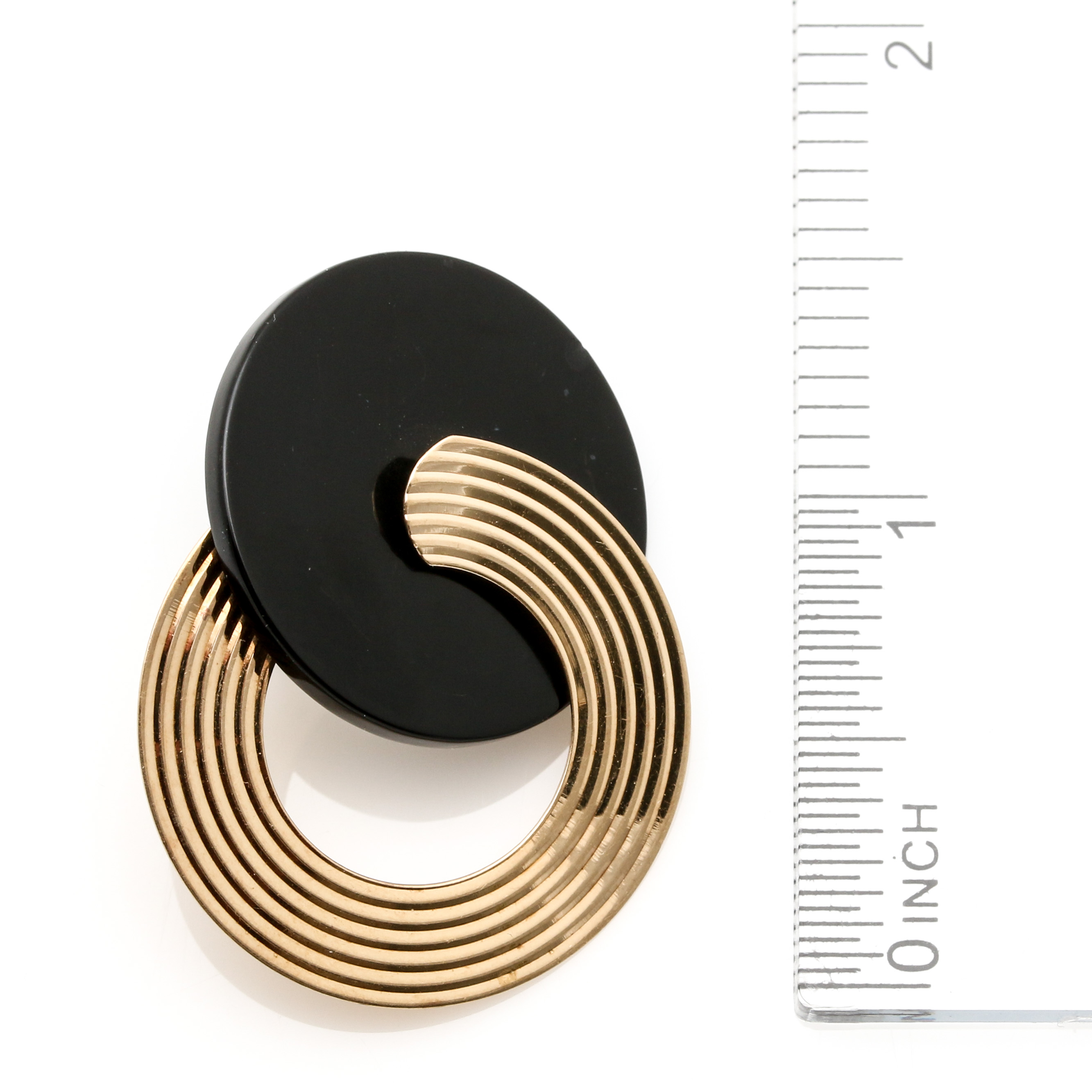 14K Yellow Gold Black Onyx Earrings