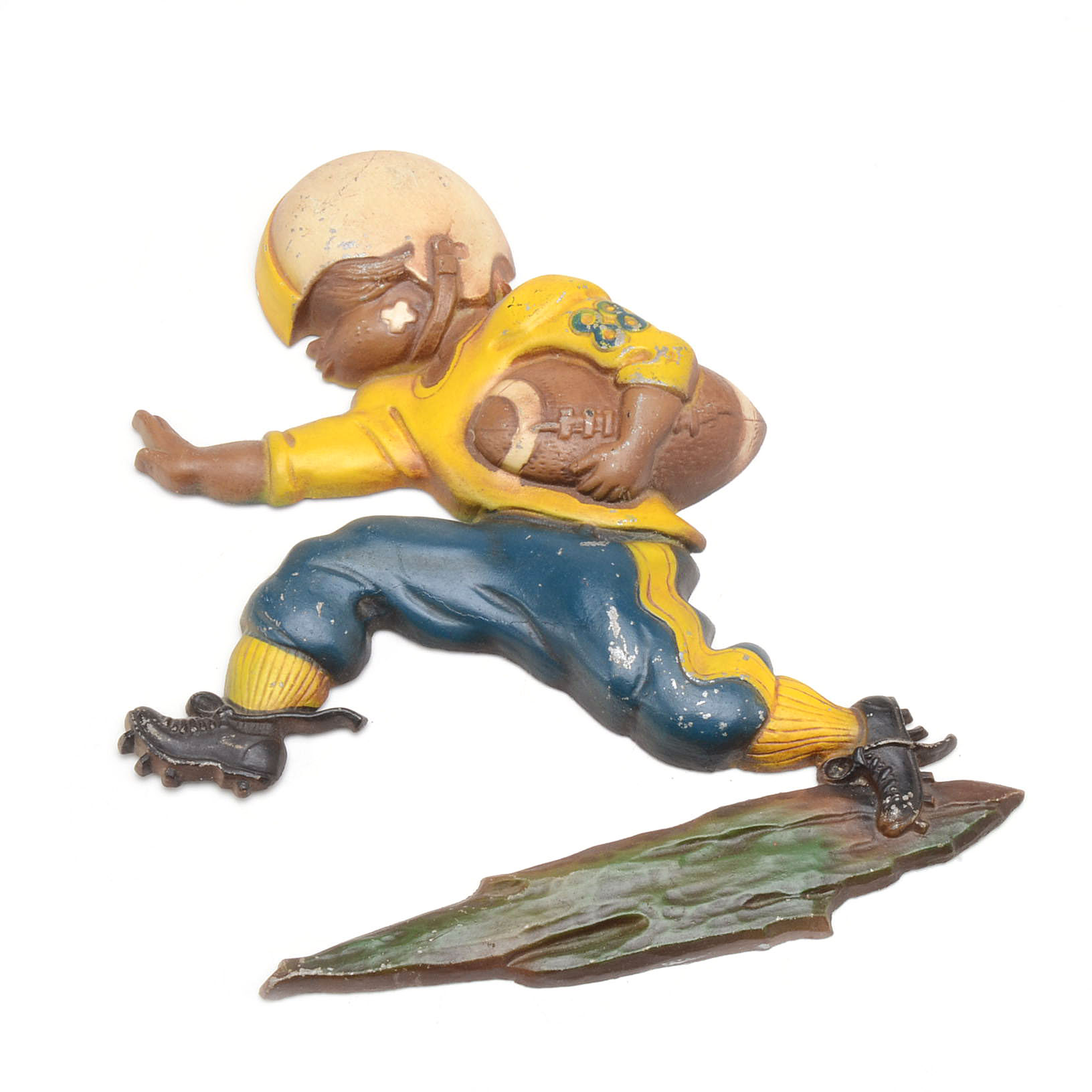 Six 1970s Metal Football Figure Wall Hangers