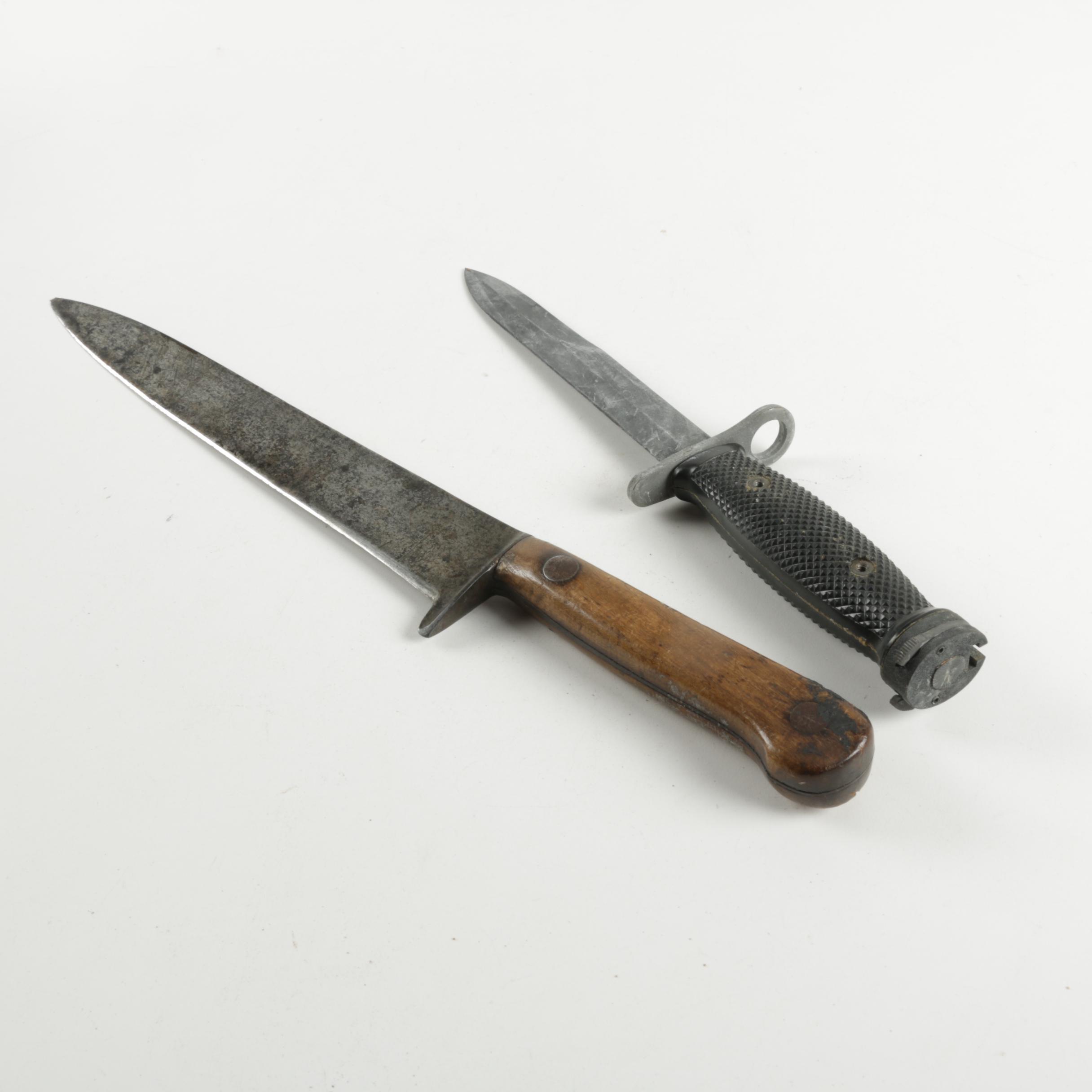 Wooden Handled Knife and Bayonet