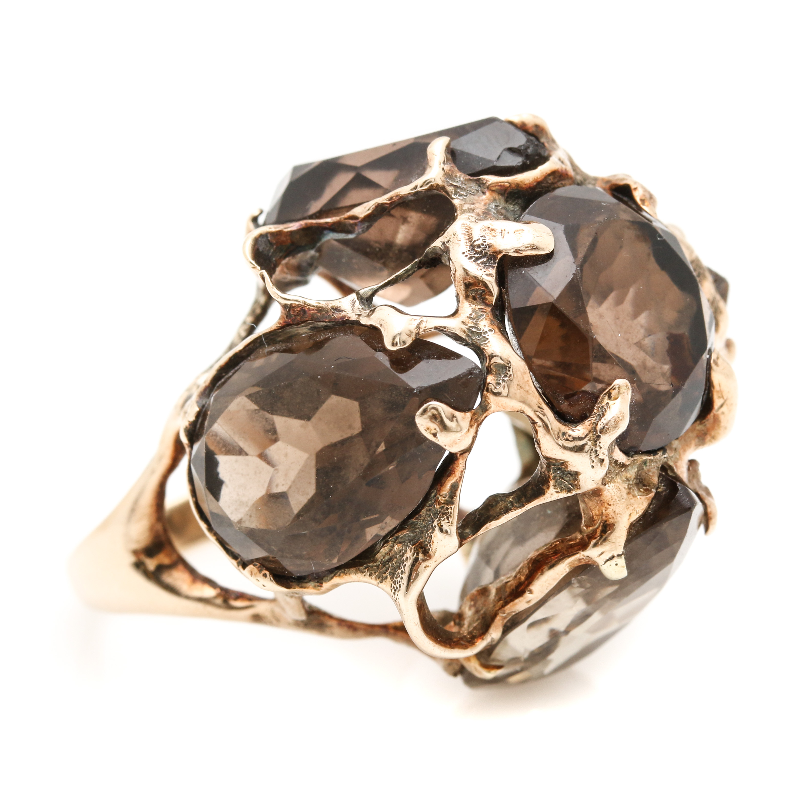 14K Yellow Gold Smoky Quartz Ring