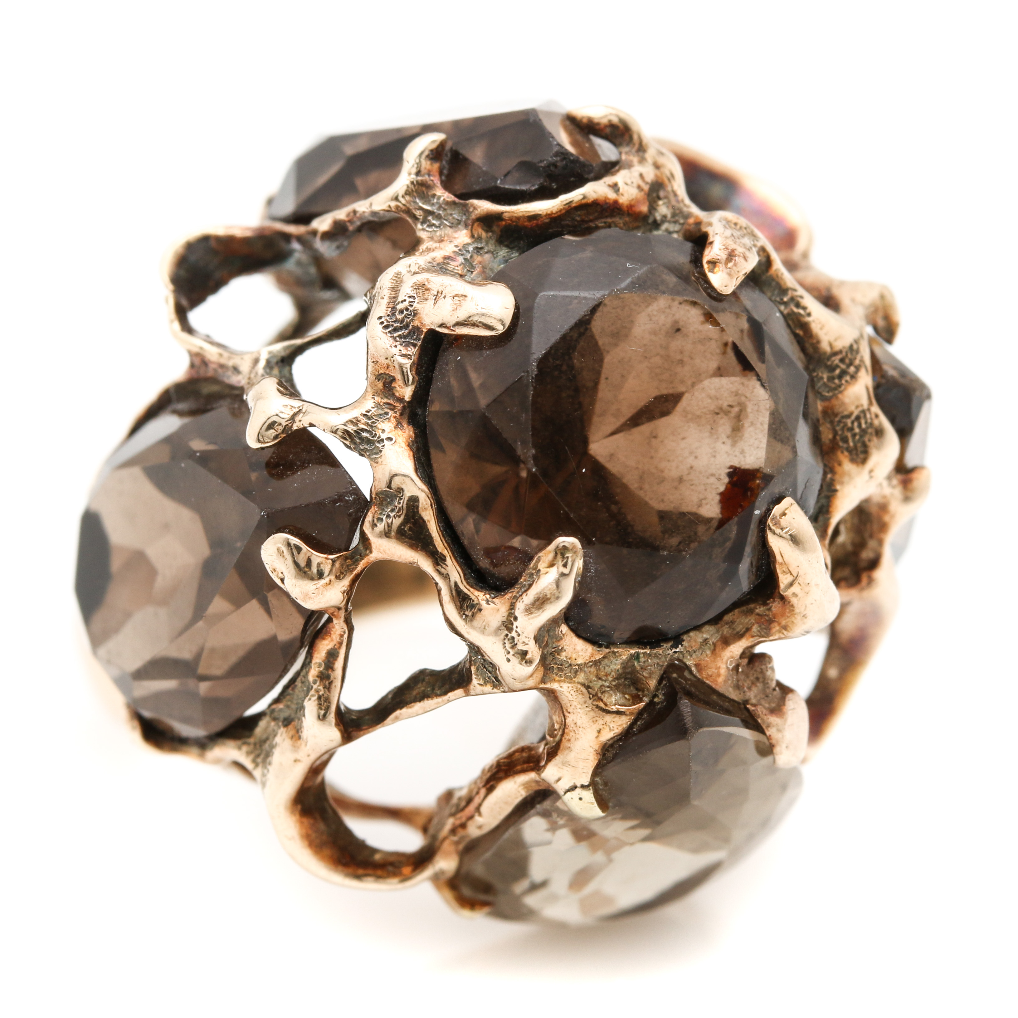 14K Yellow Gold Smoky Quartz Ring