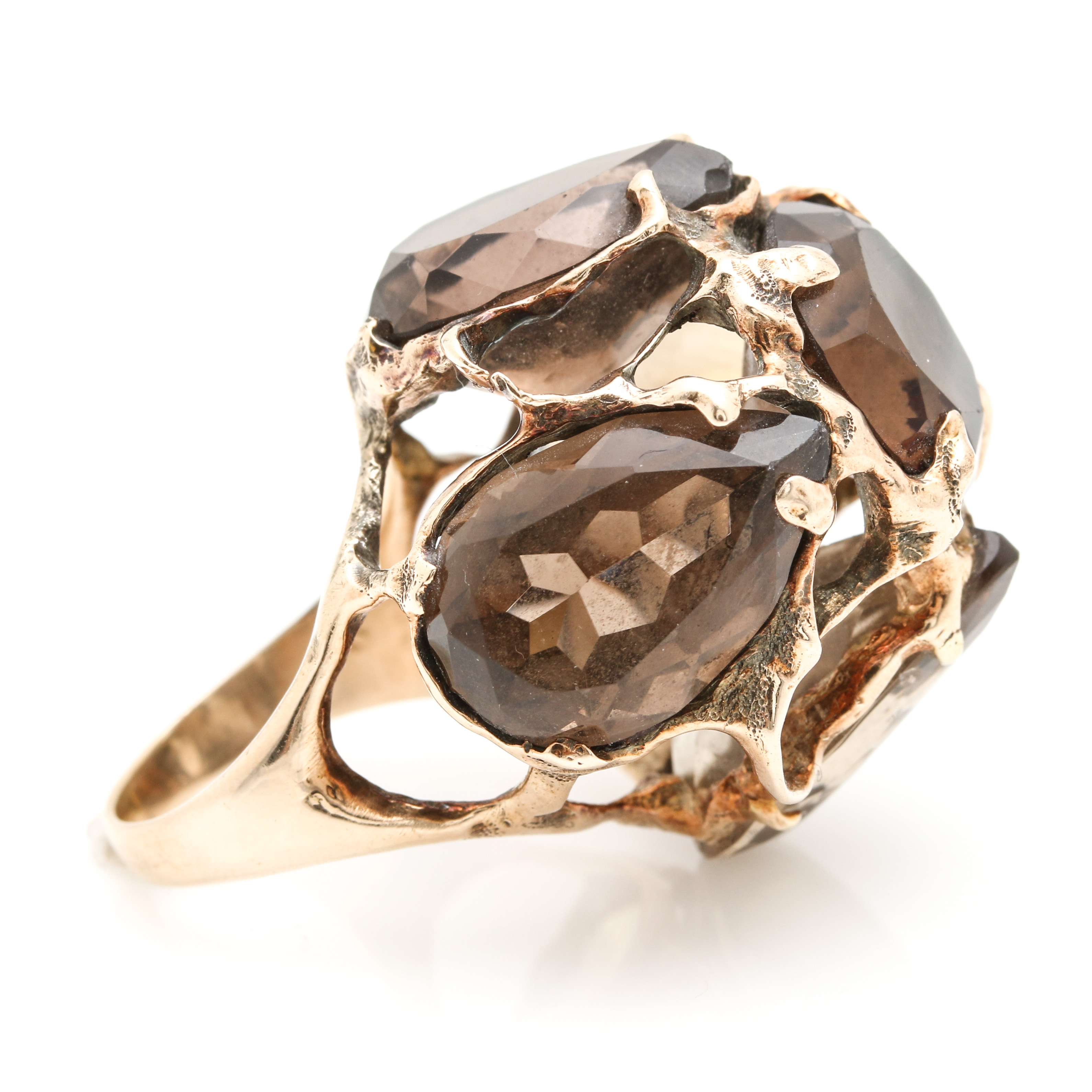 14K Yellow Gold Smoky Quartz Ring